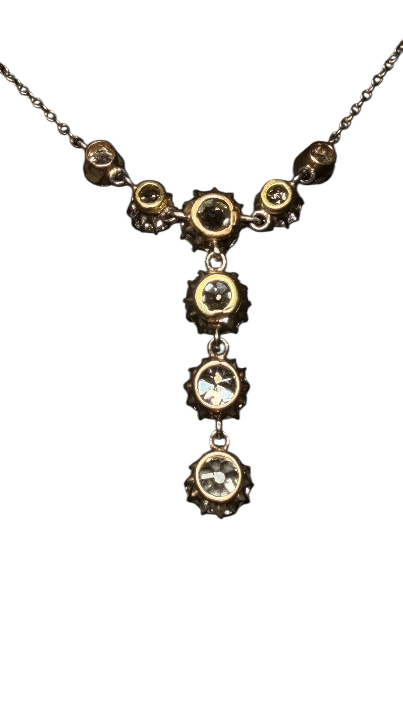 Antique Diamond Necklace in Gold and Silver – Approx. 3.5 Carats