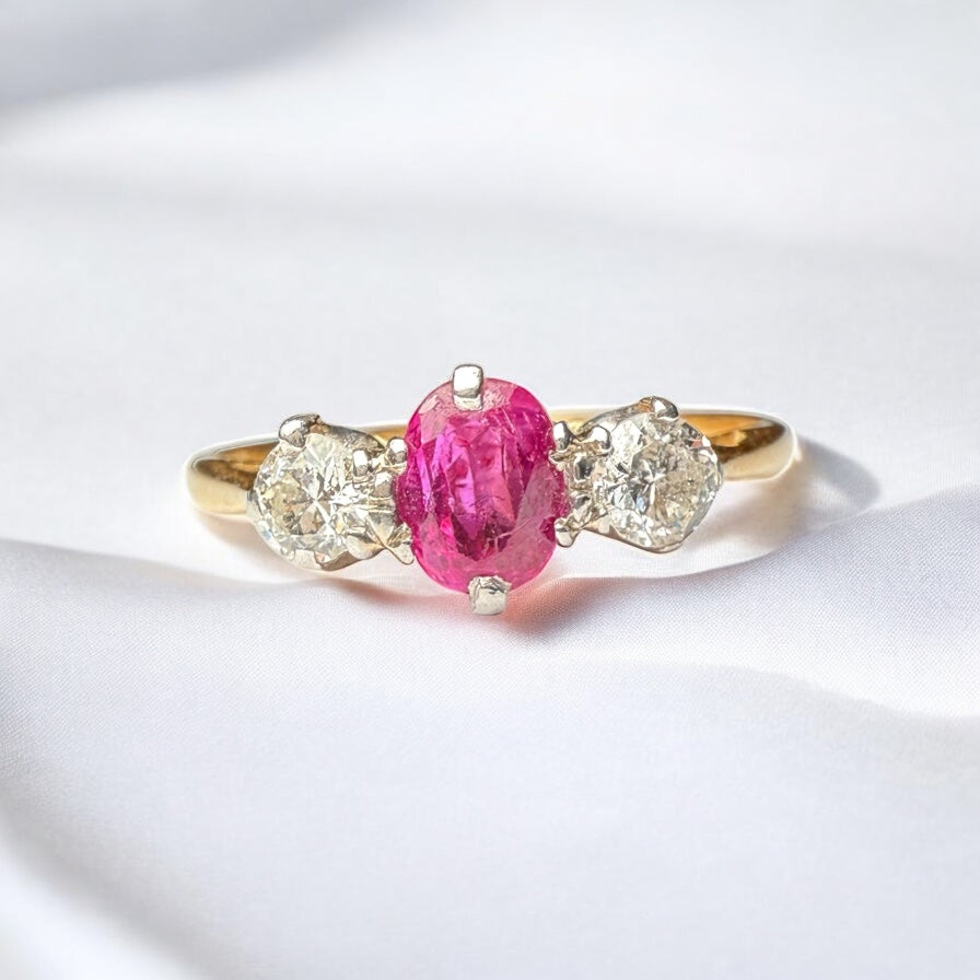 Ruby and diamond engagement ring