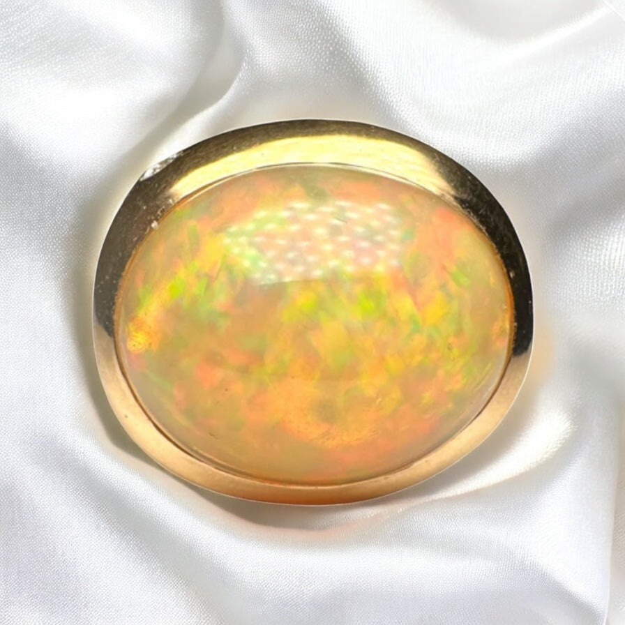 Opal and diamond gold ring