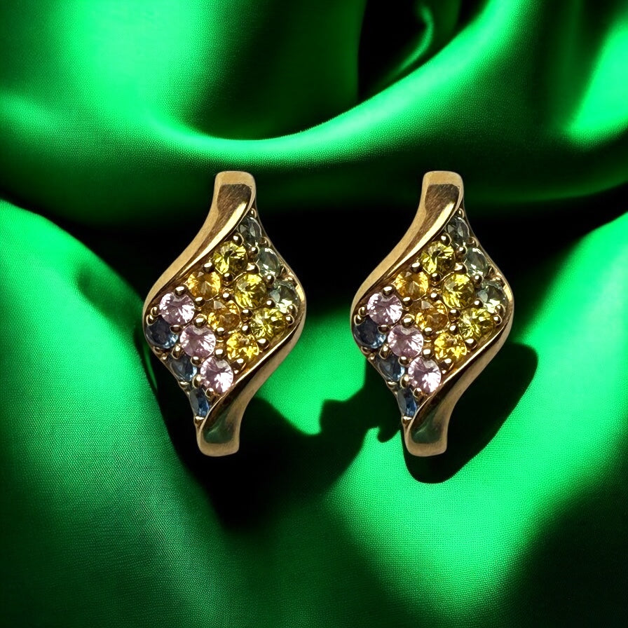 9k gold multiigem sapphires earring