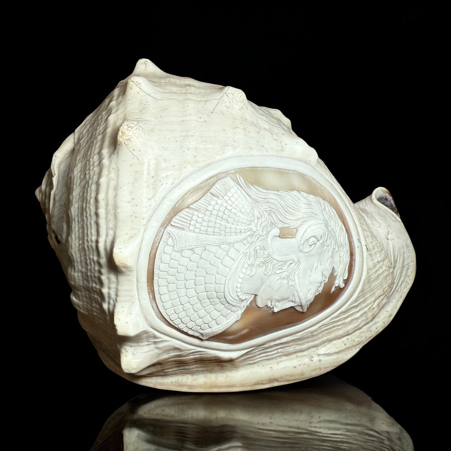 Antique Shell Cameo – Twin Warriors in Classical Revival Style