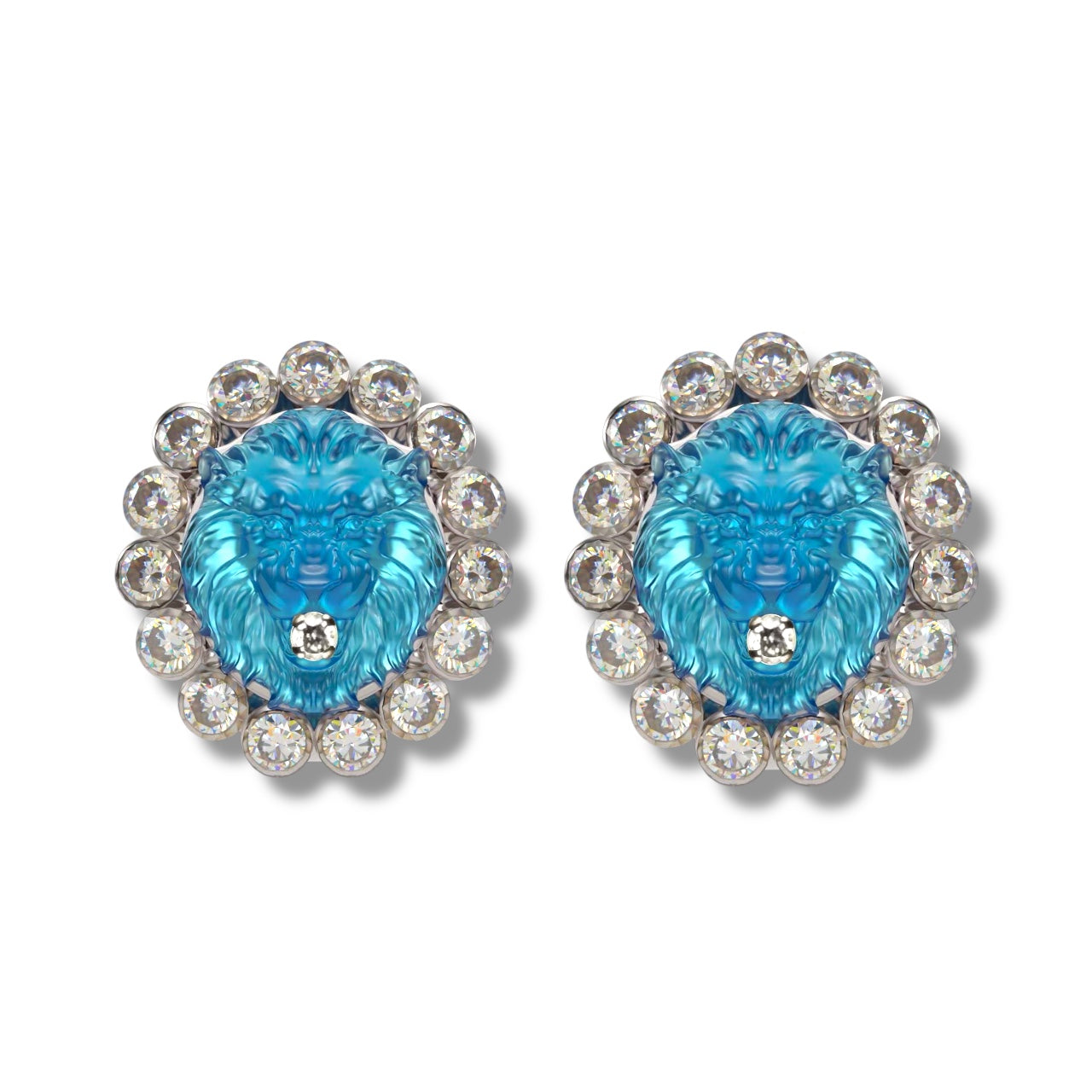 Lion Head 18K Gold Diamonds carrings