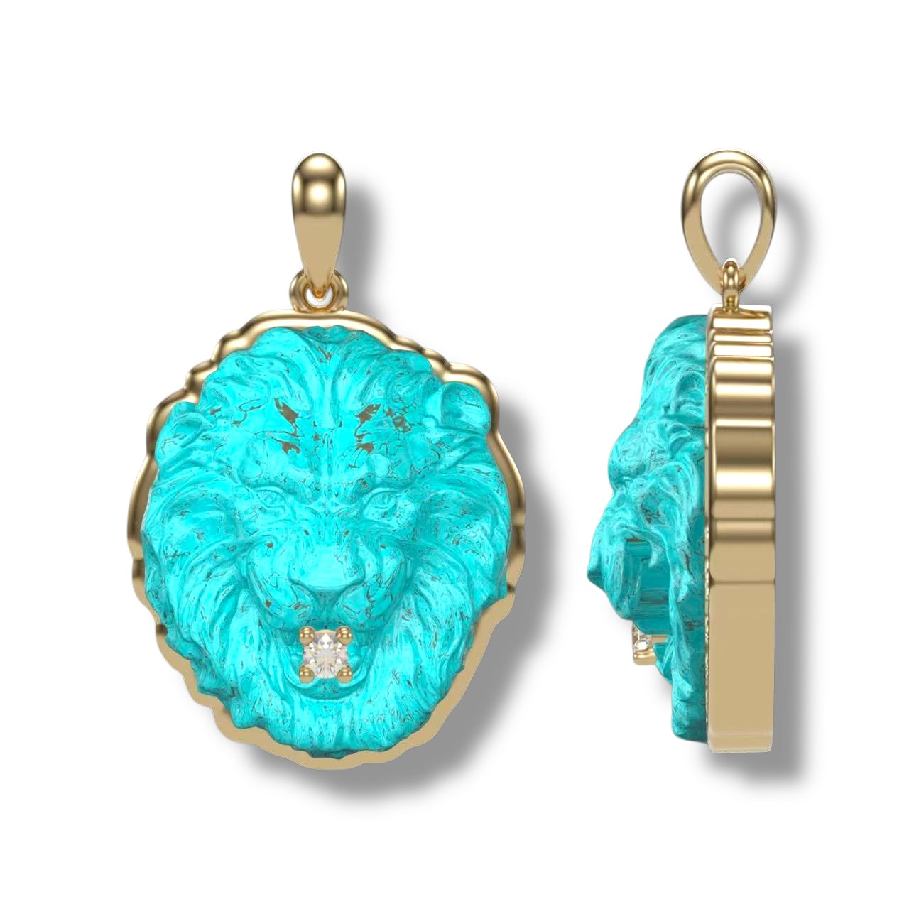 Lion Head 18K Gold Pendant