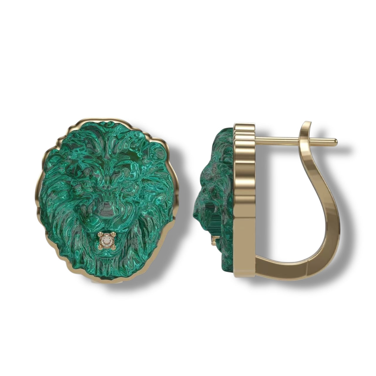 Lion Head 18K Gold Earrings