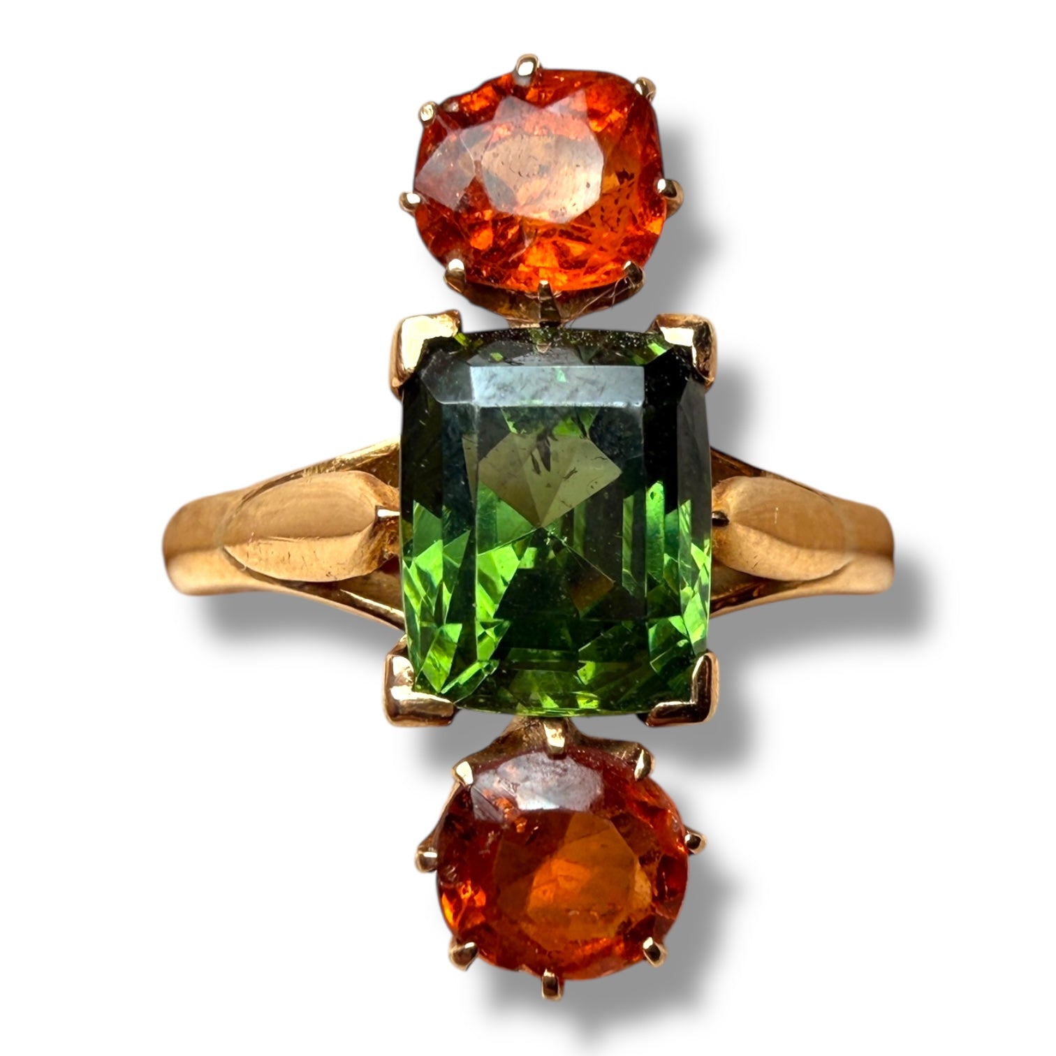 Green zircon and garnet ring