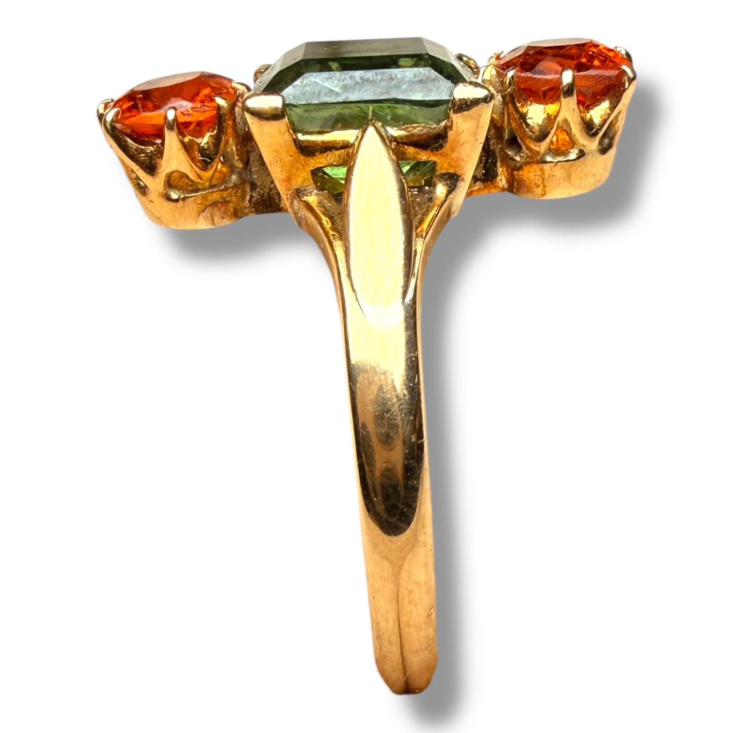 Green zircon and garnet ring