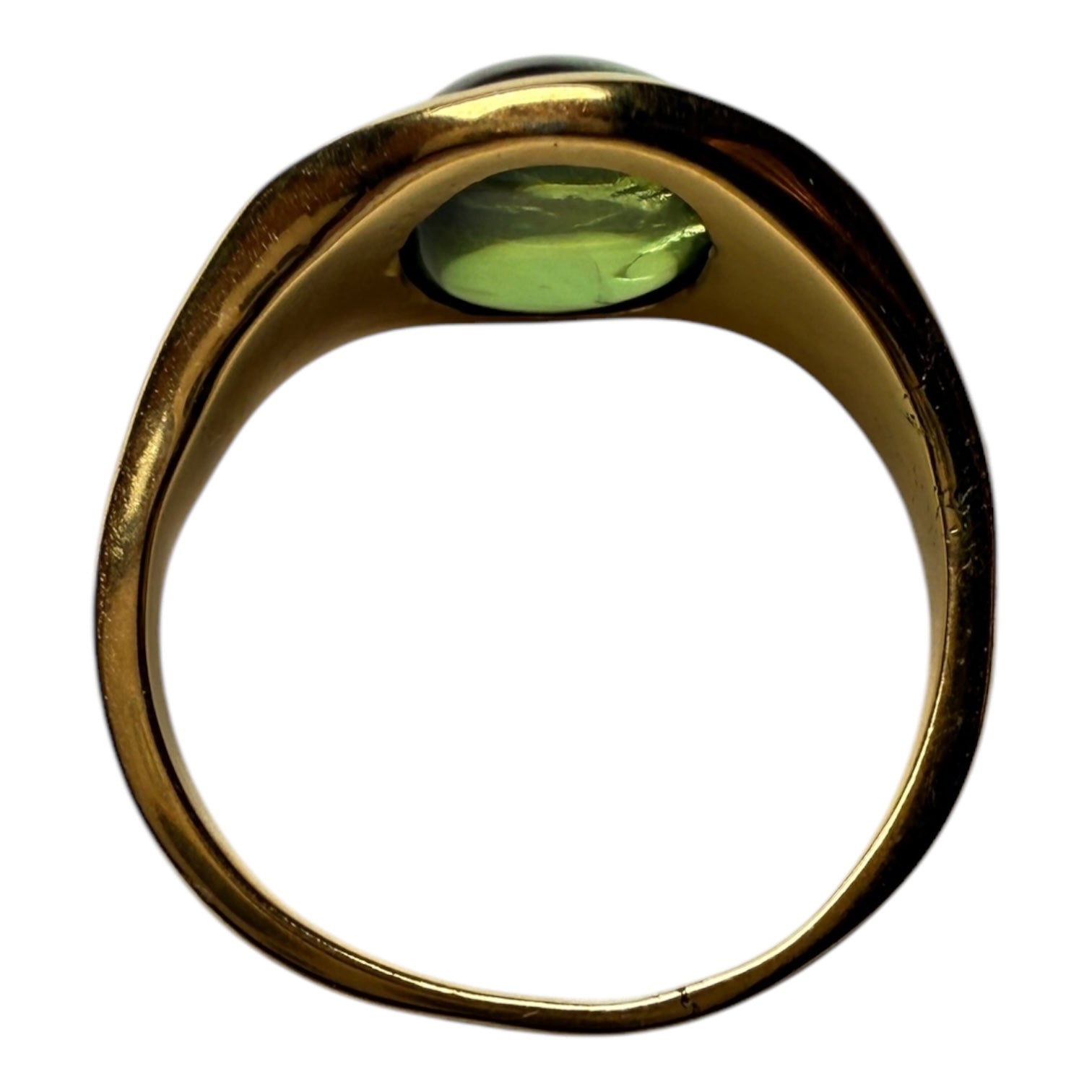 Green sapphire gold engagement ring