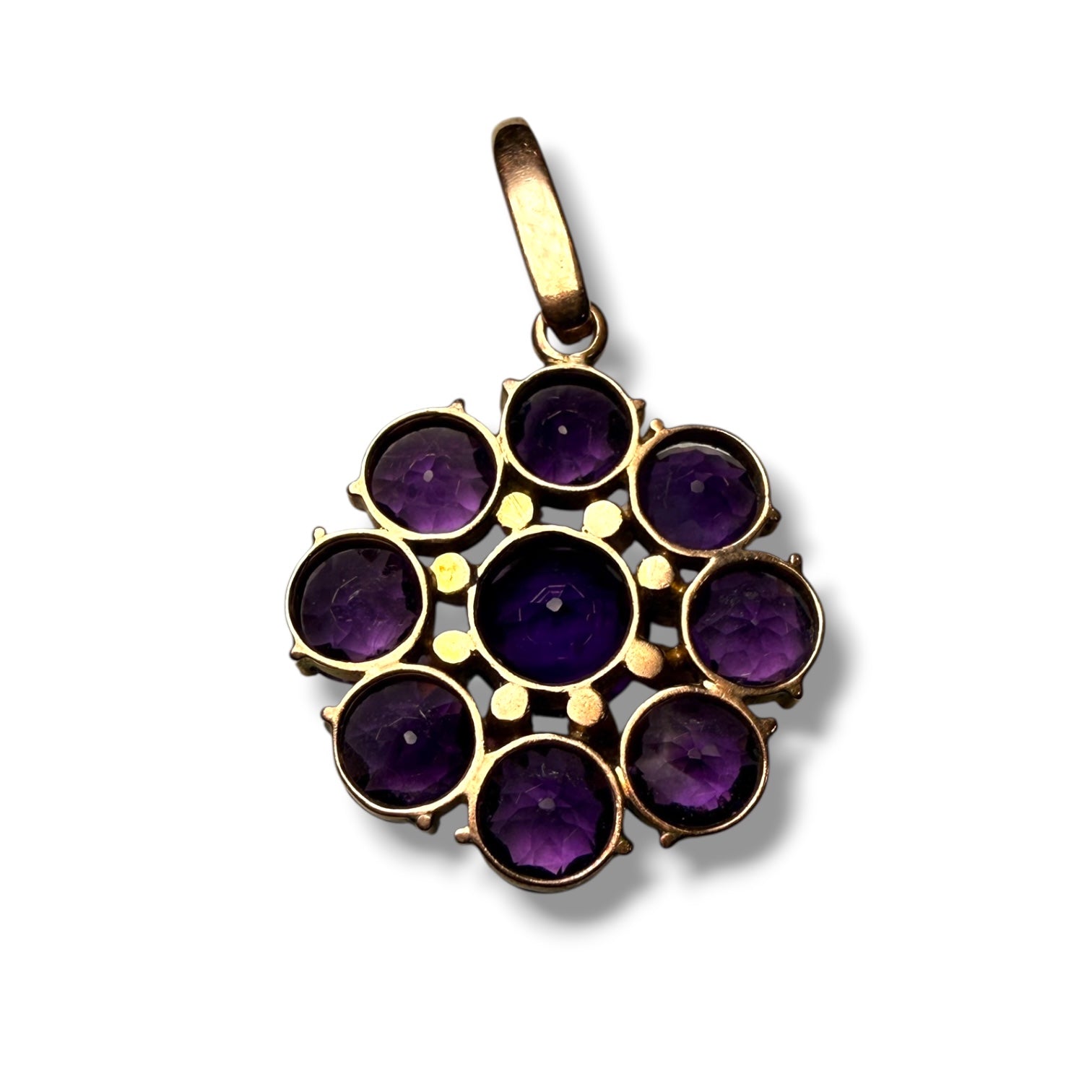 9k Gold Amethyst Cluster Pendant – 2.6g