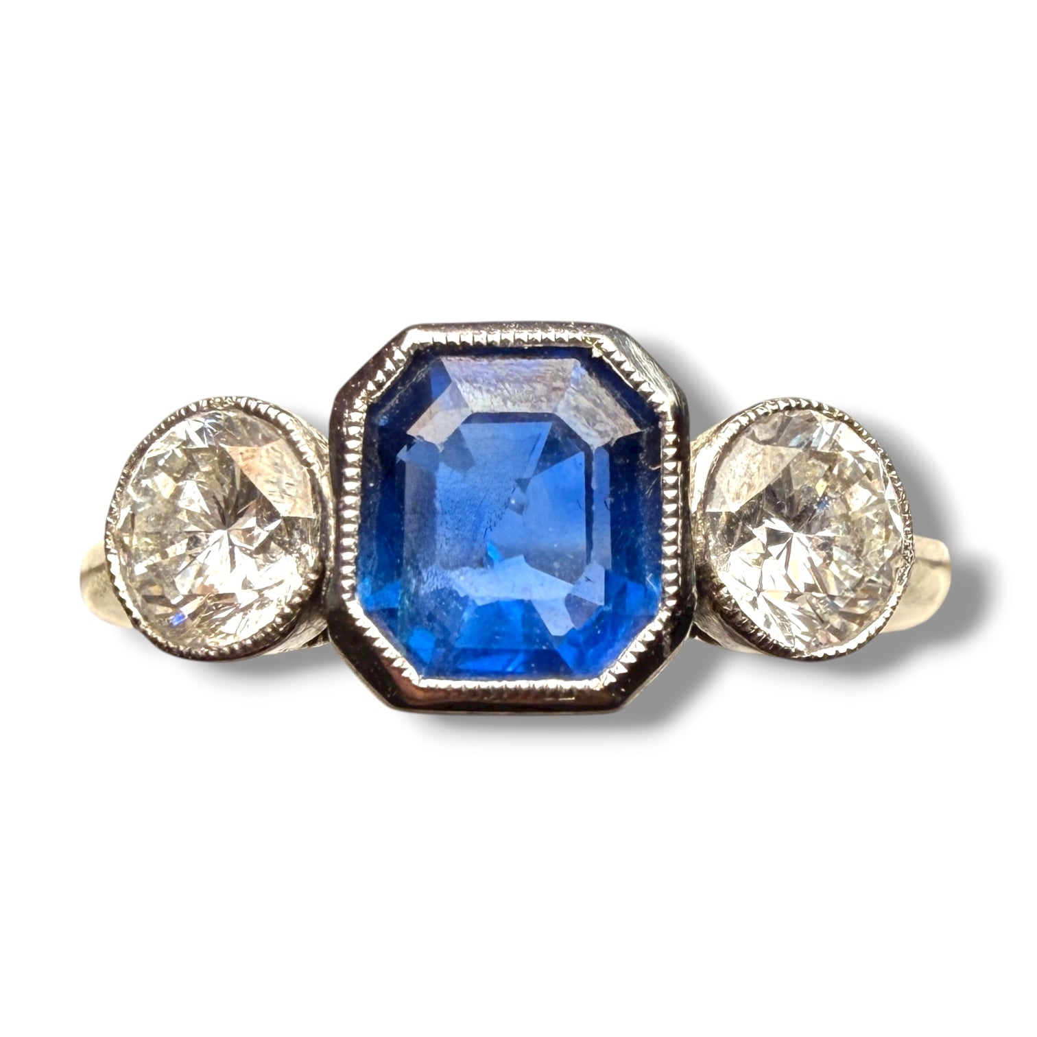 Art Deco Sapphire & Diamond Trilogy Ring