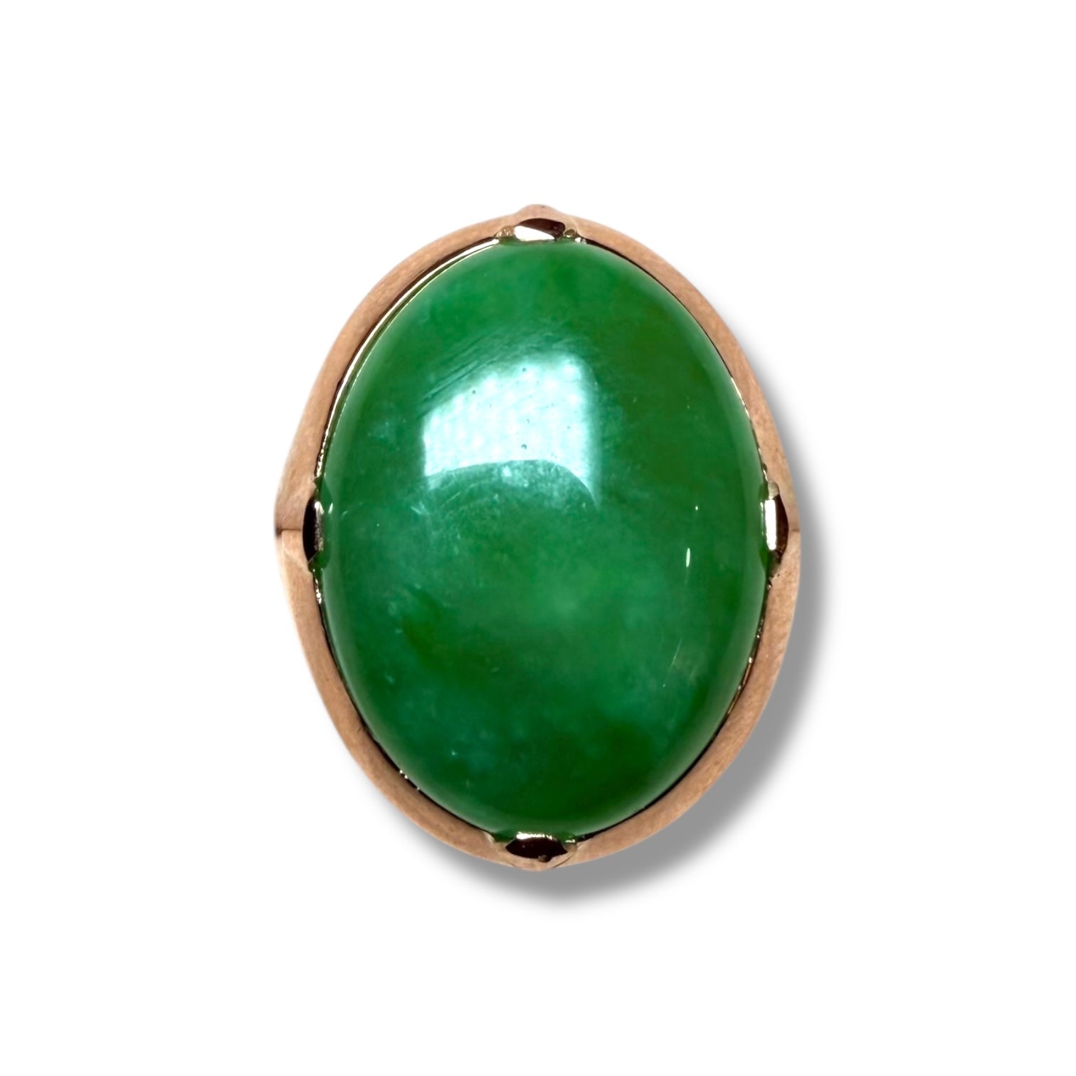 Natural Jade Ring in 18K Gold – Certified Green Jade