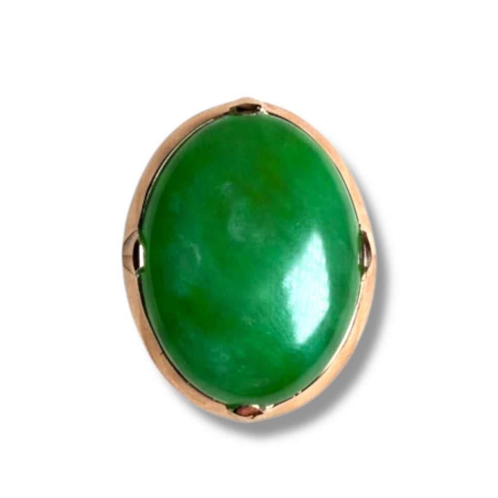Natural Jade Ring in 18K Gold – Certified Green Jade