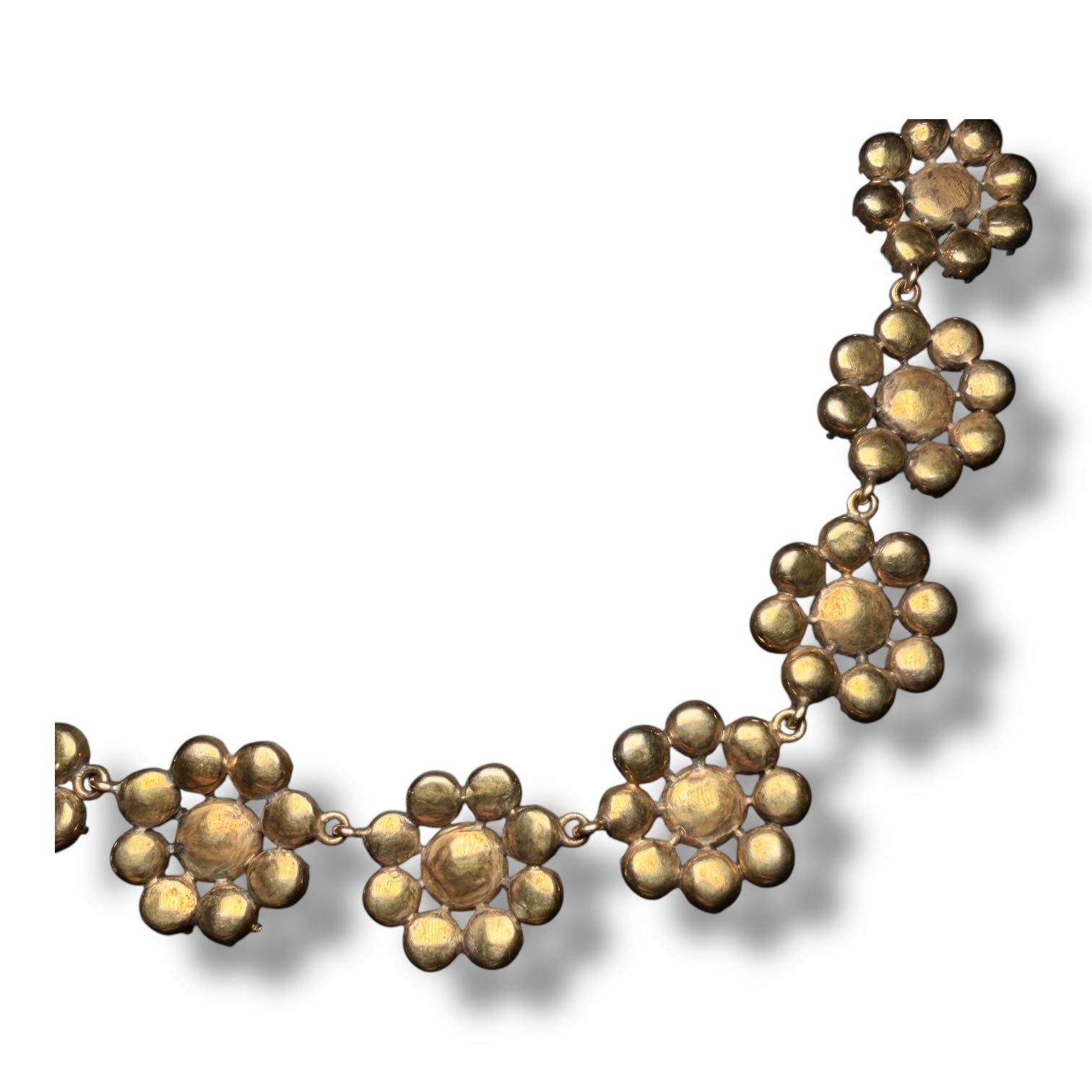 18K Gold Garnet Floral Necklace – Approx. 27 Carats