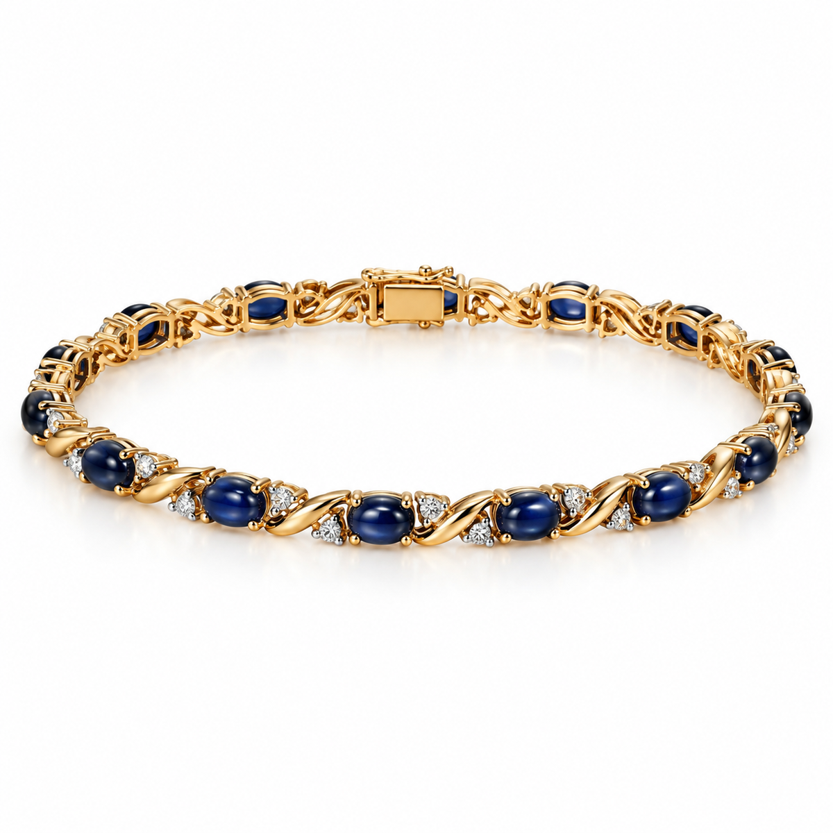 Vintage Sapphire & Diamond Gold Bracelet