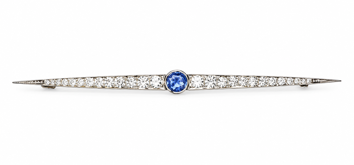 Sapphire and diamonds brooch