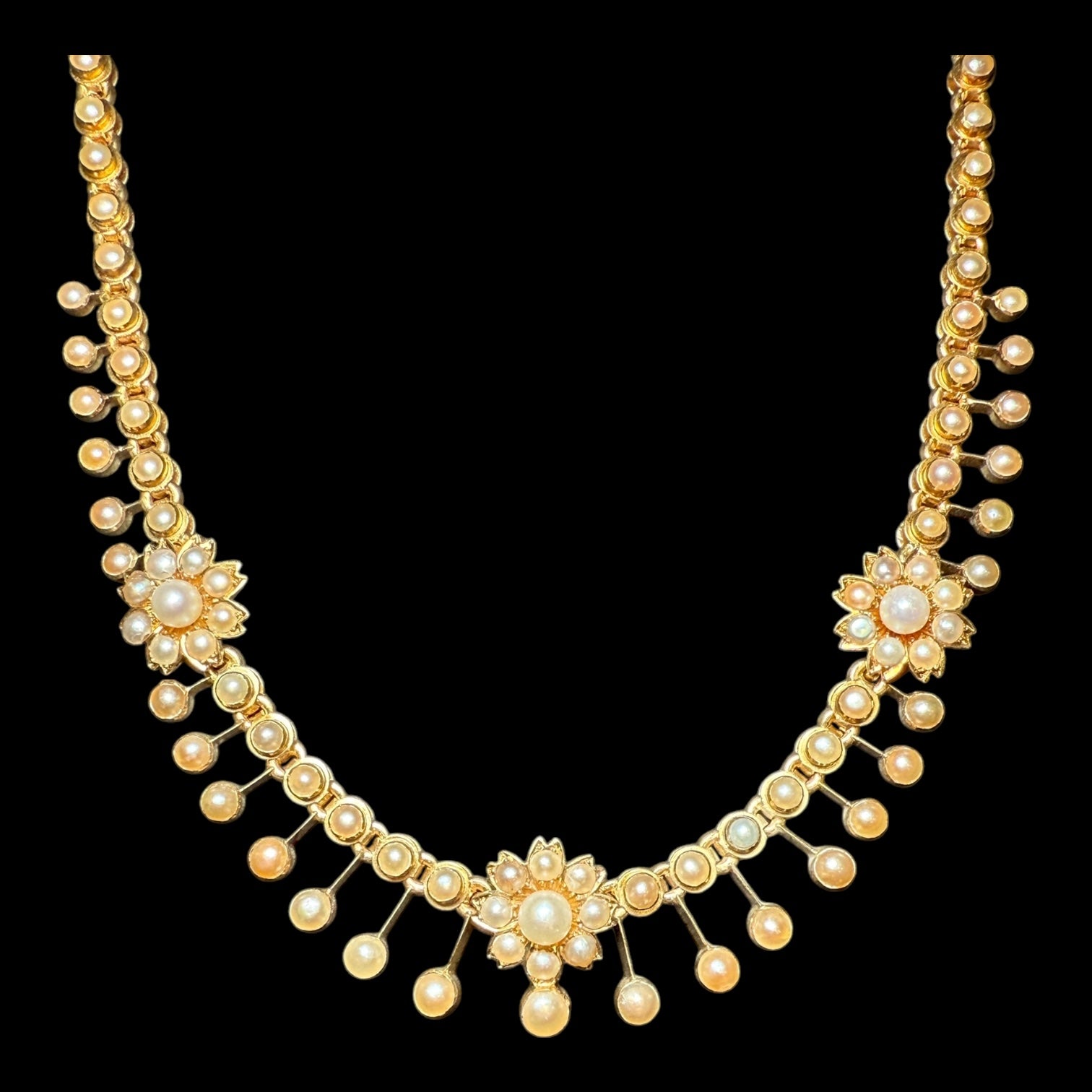 Victorian 18k gold Pearl necklace for women