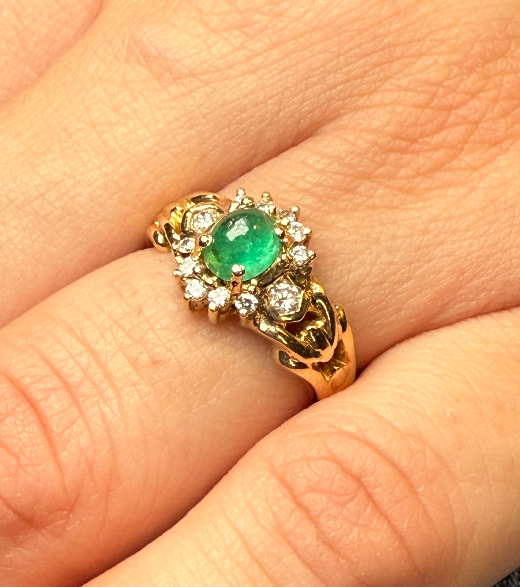 Emerald and diamond ring