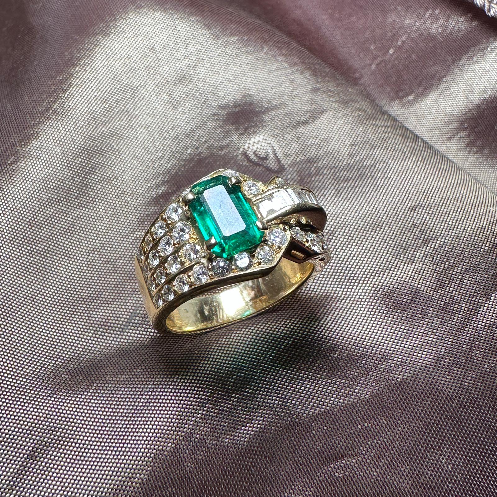 Emerald and diamond ring