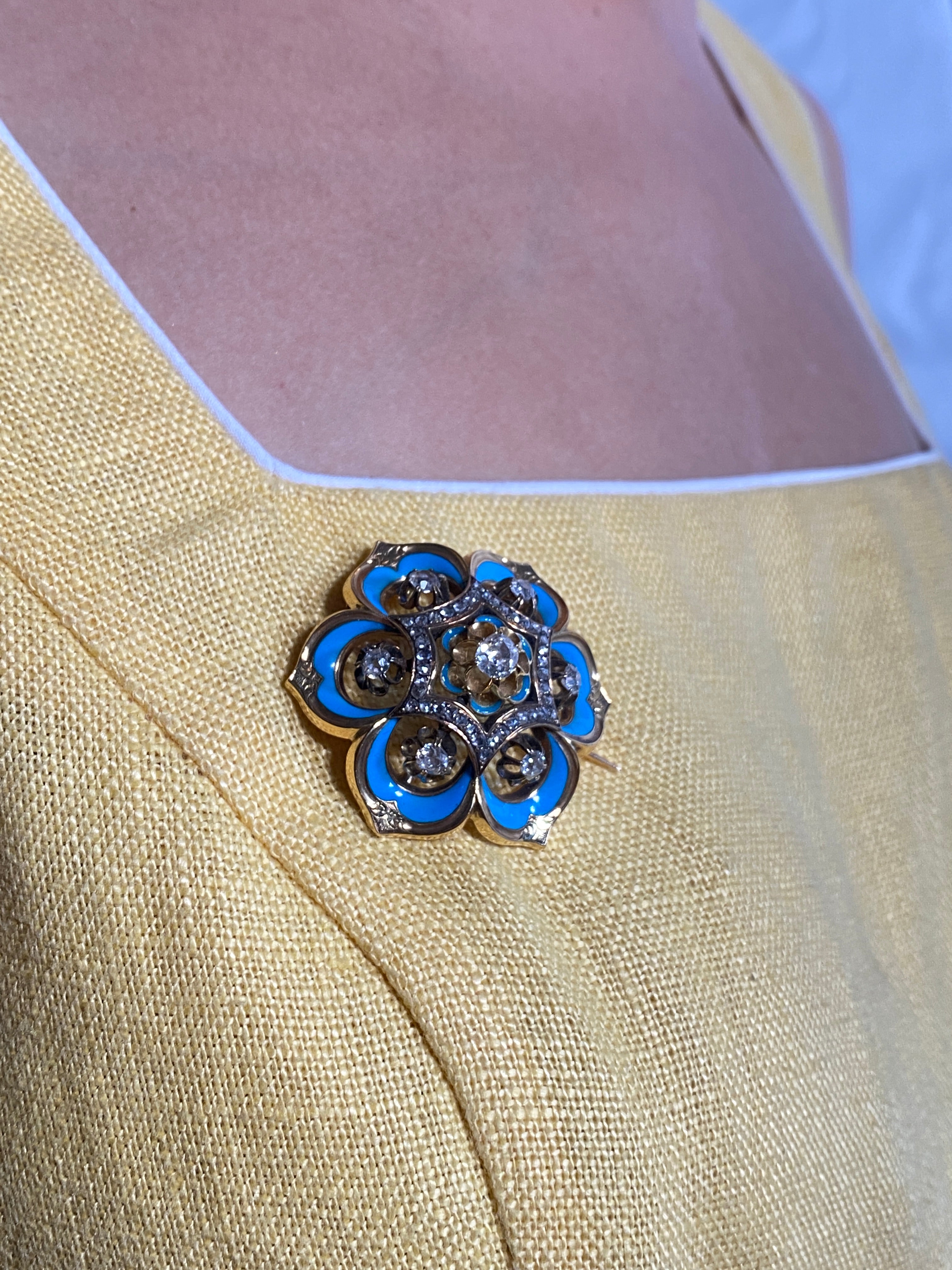 Diamond and Enamel Brooch