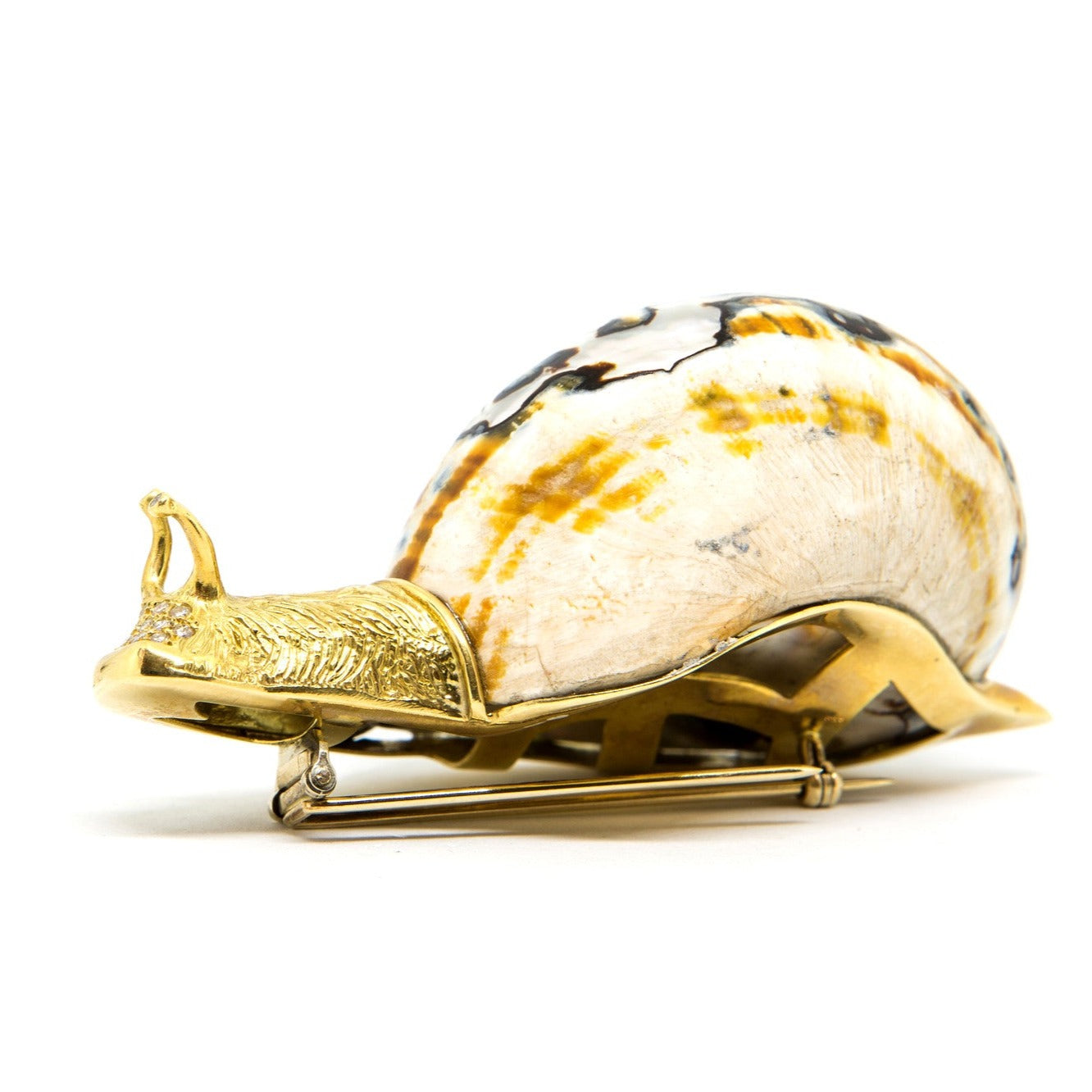 Natural Shell Gold & Diamond Brooch