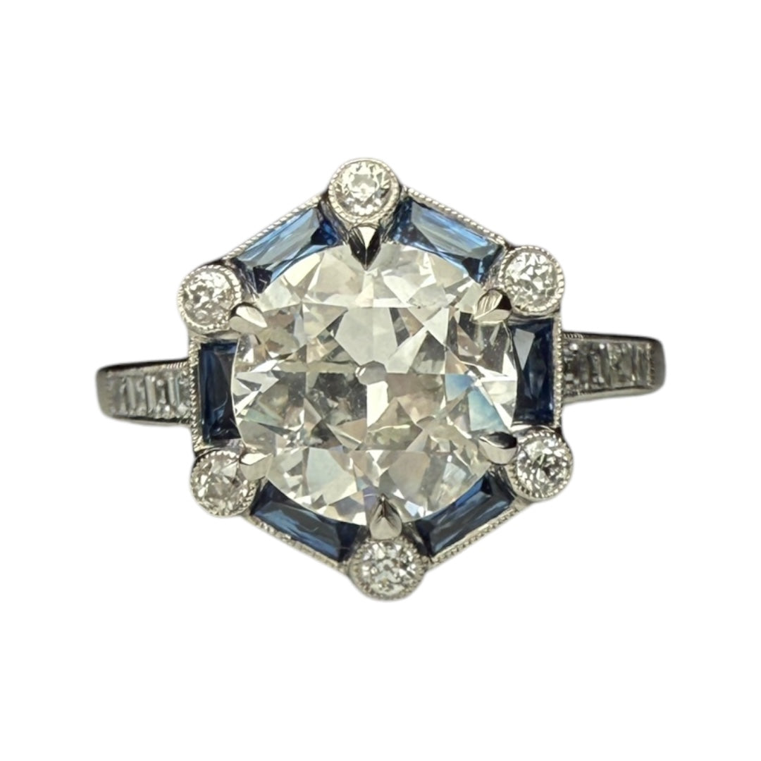 Diamonds and sapphire ring