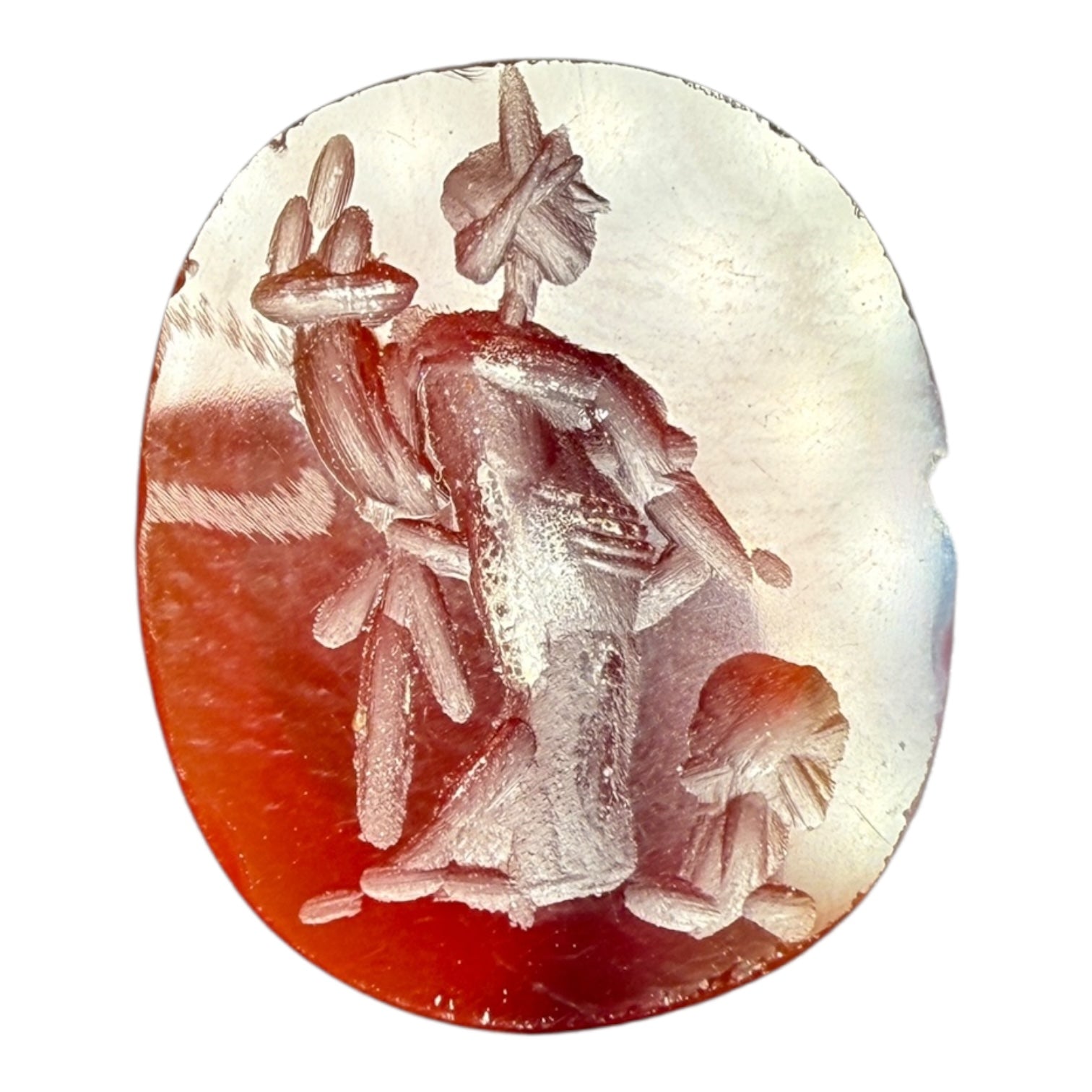 Antique Carnelian Intaglio – Orientalist Scene with Seated FigureDimensions: