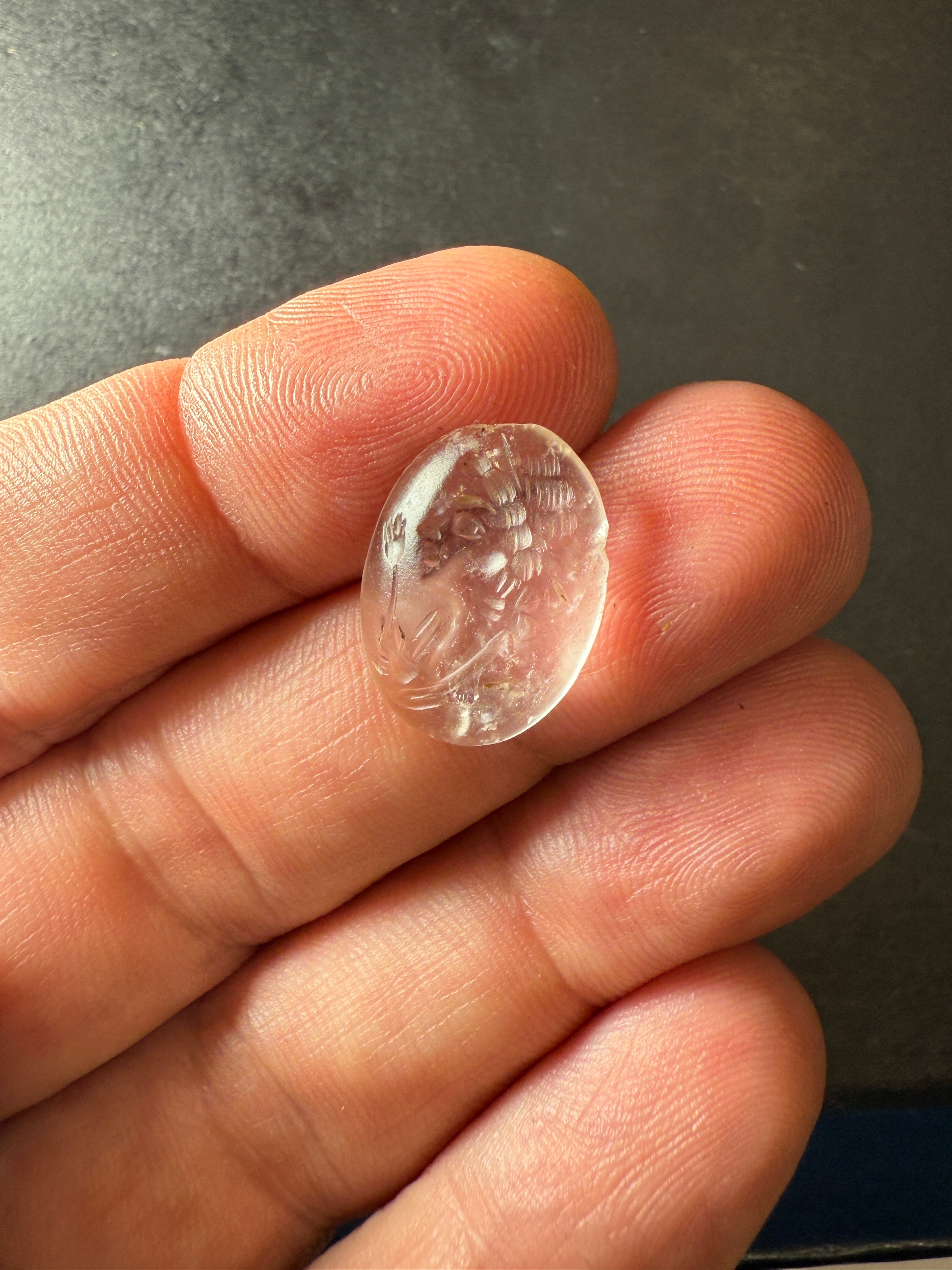 Antique Clear Glass Intaglio