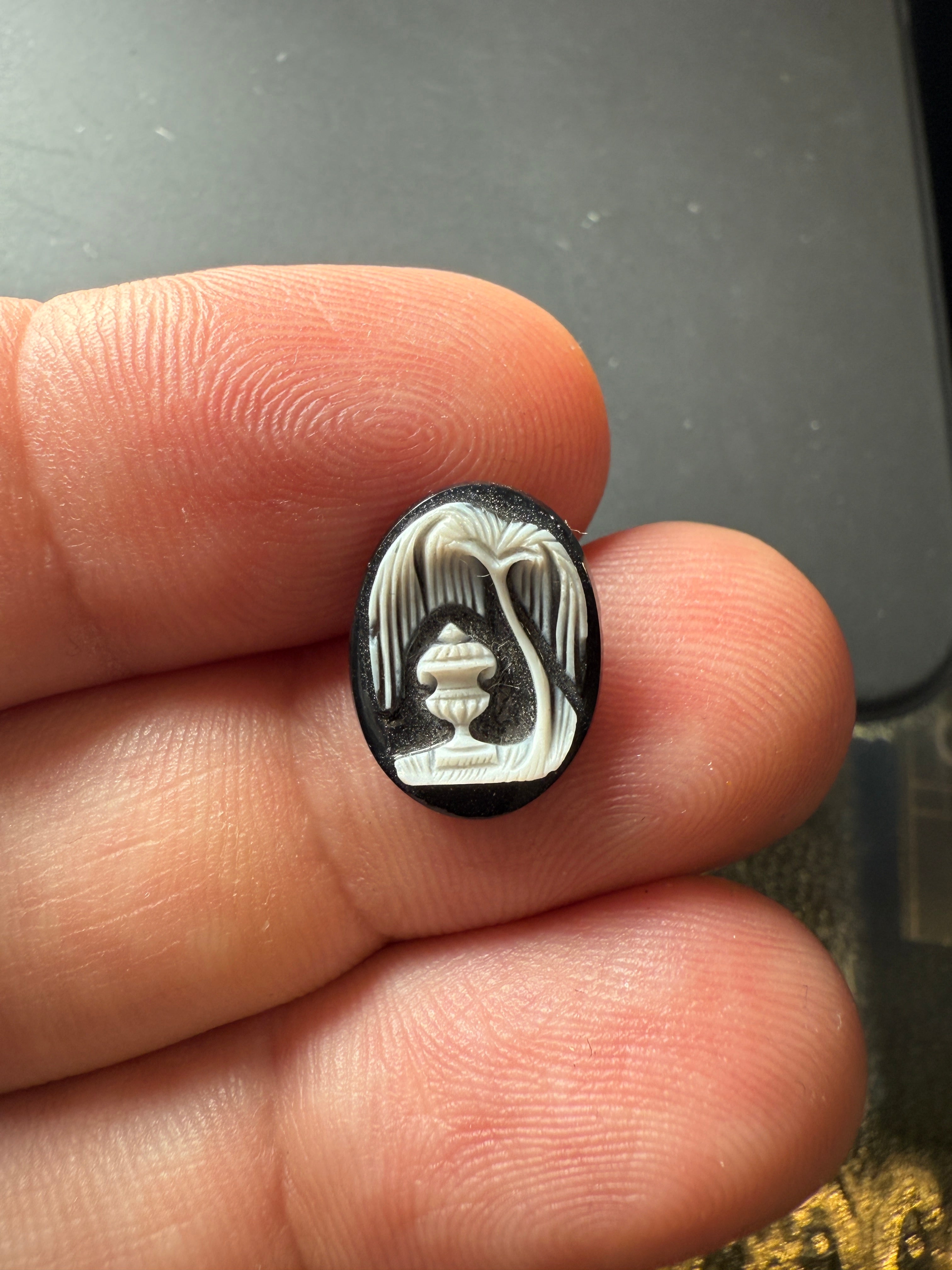 Victorian Mourning Cameo in Onyx
