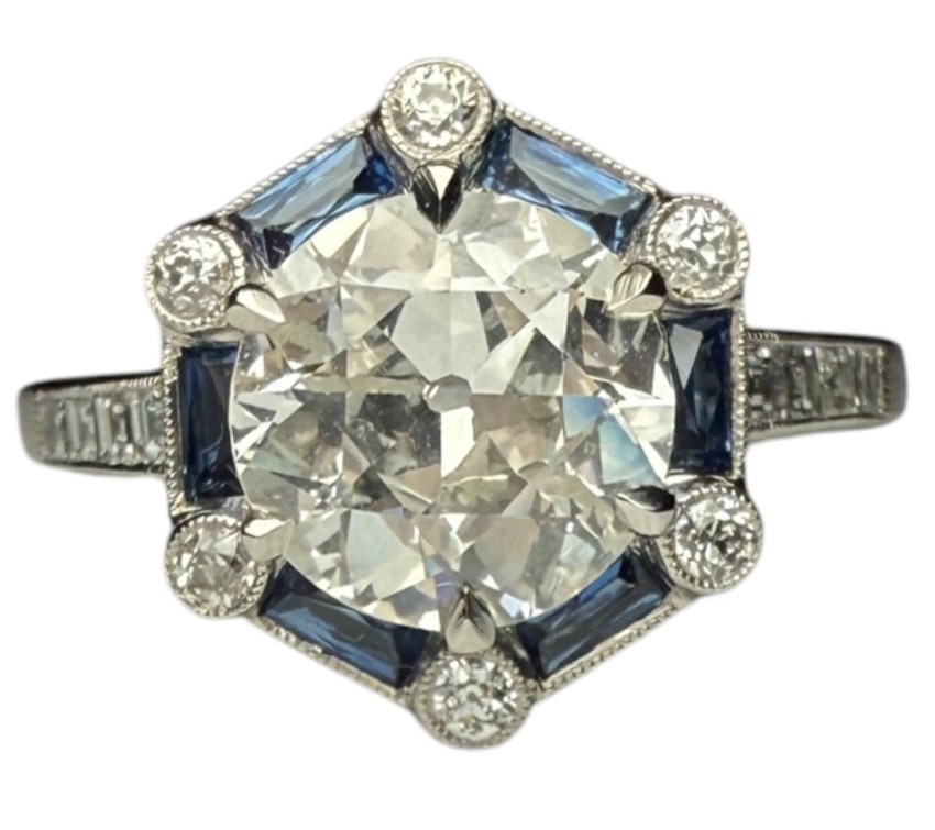 Diamonds and sapphire ring