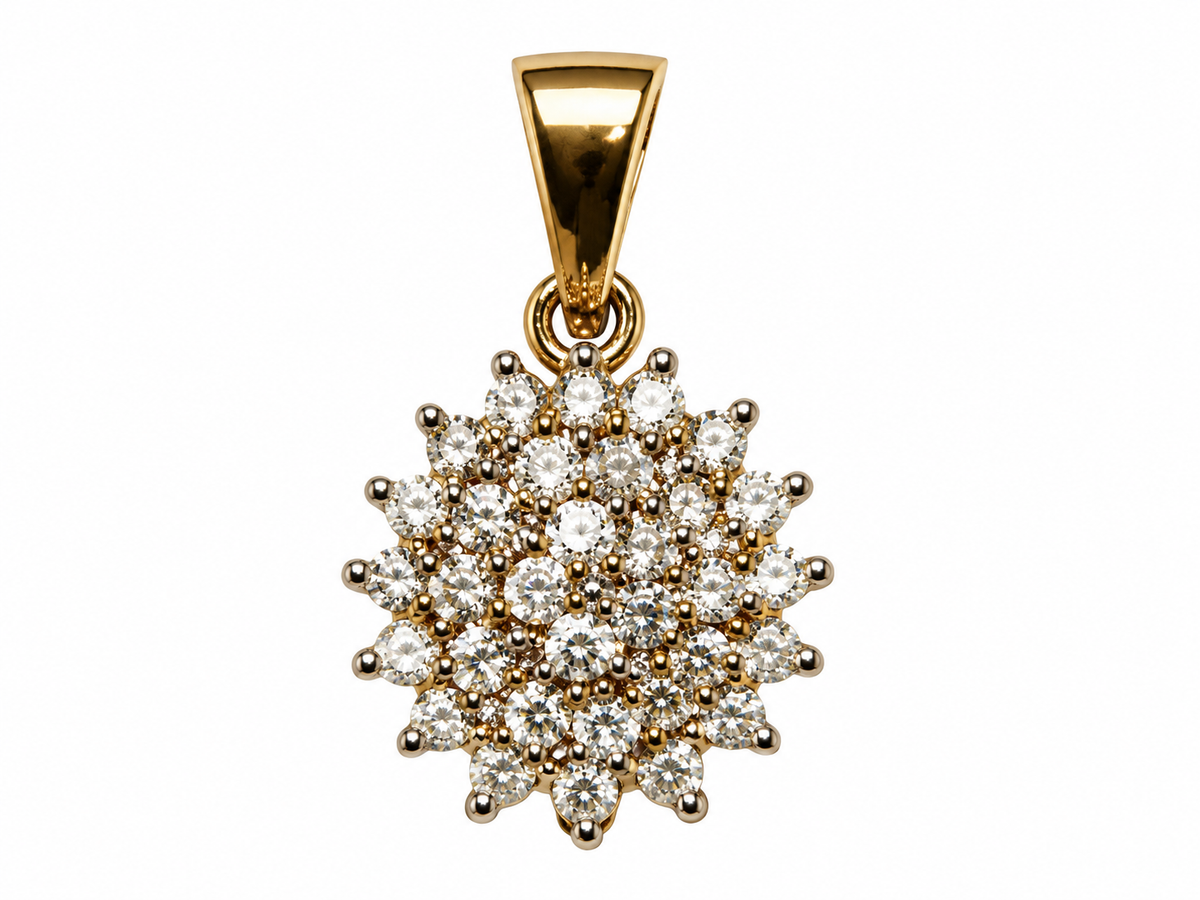 9k Gold Diamond Cluster Pendant – 1.8g / 0.40ct Diamonds
