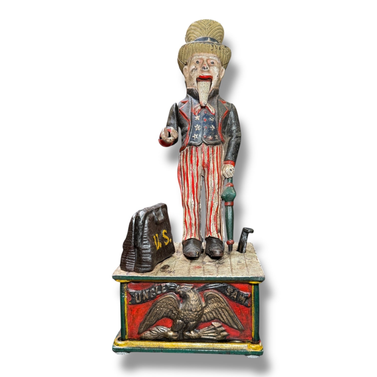 Antique Uncle Sam Mechanical Coin Bank 