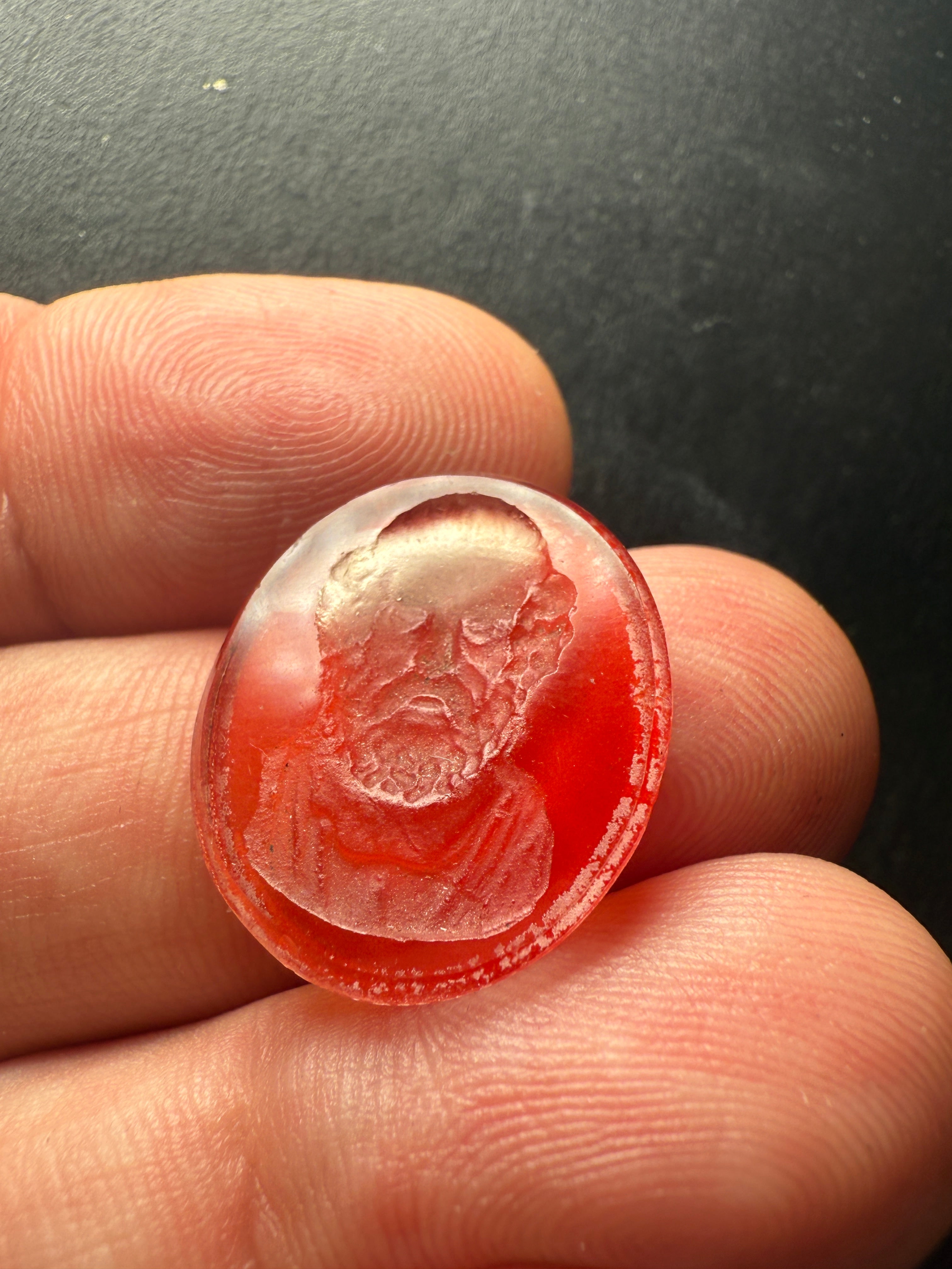 Antique-Style Red Glass Intaglio