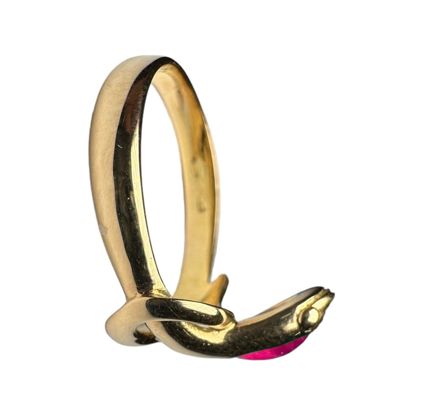 18k Yellow Gold Snake Ring with Emerald, Ruby, or Sapphire – Unique Handcrafted Design