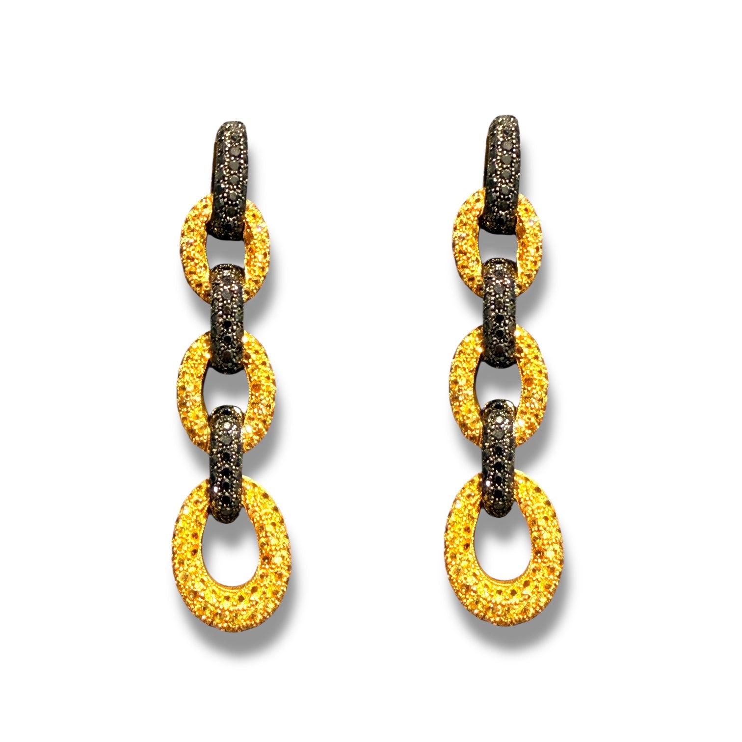 Drop chain yellow and black diamonds
