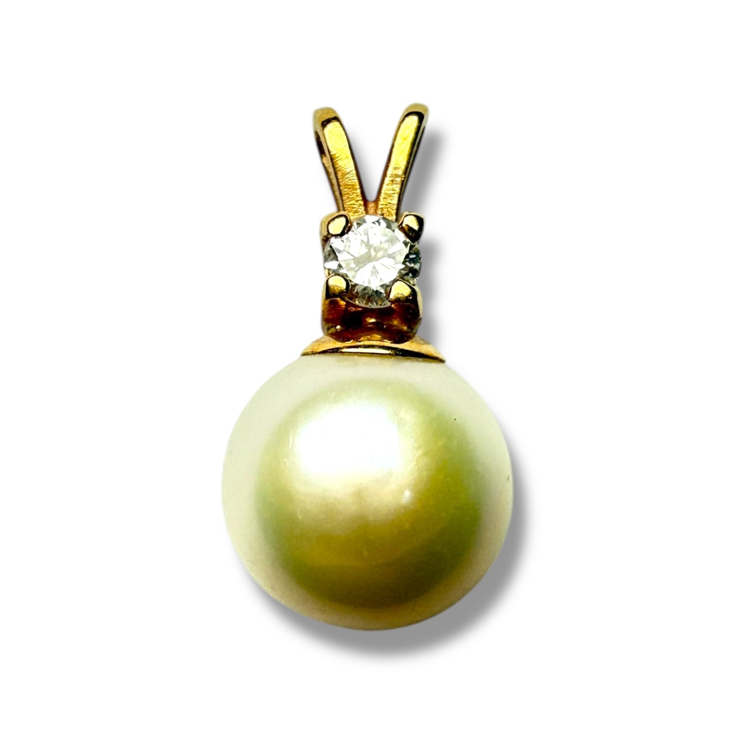 9k gold Pearl and diamond pendant for women