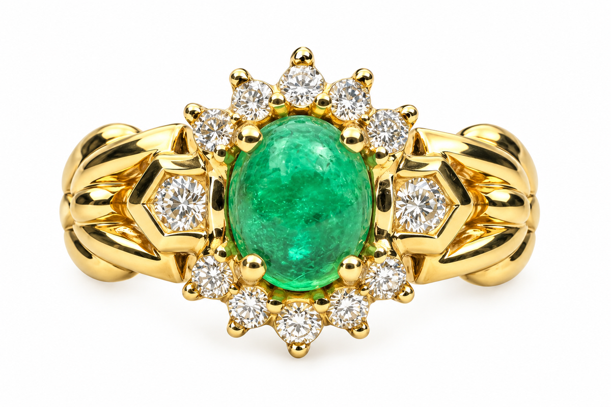 Emerald and diamond ring