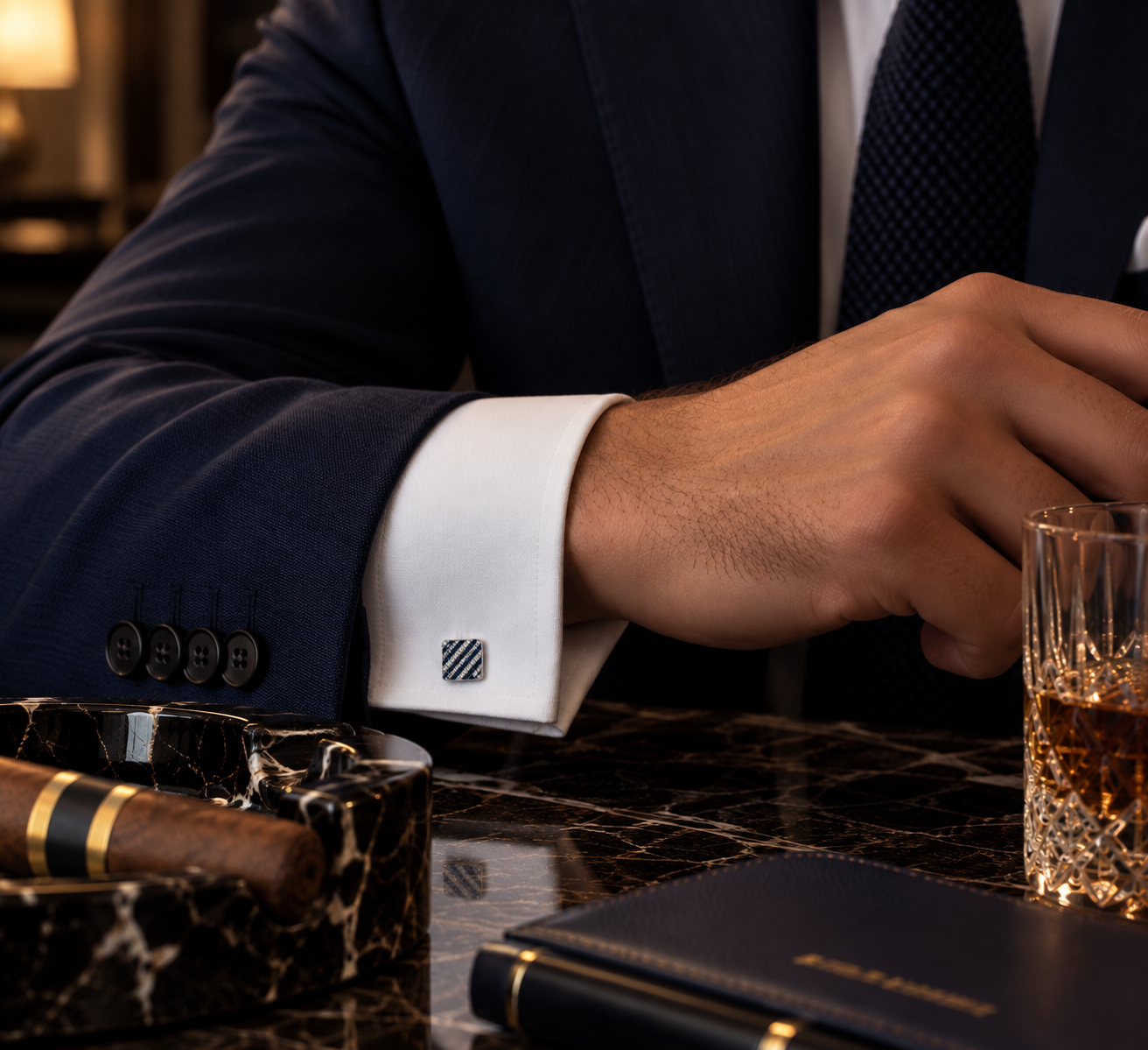 Vintage Sapphire & Diamond Double Cufflinks in 18K Gold – 14.6g