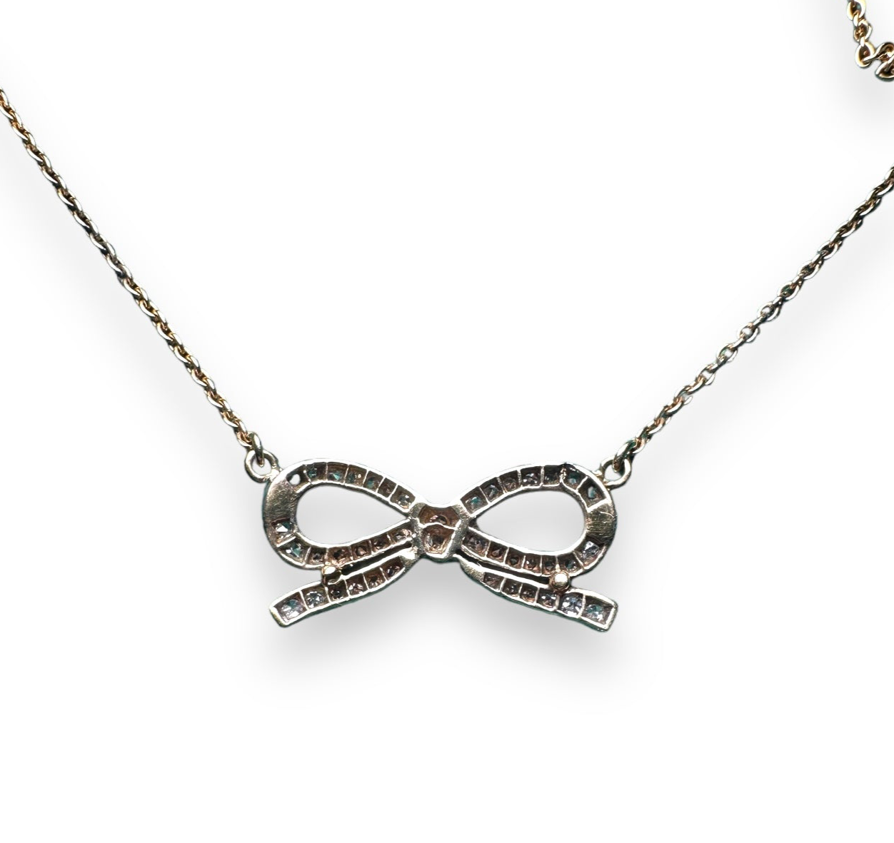 Elegant 9-Carat Gold Diamond Bow Pendant Necklace for women