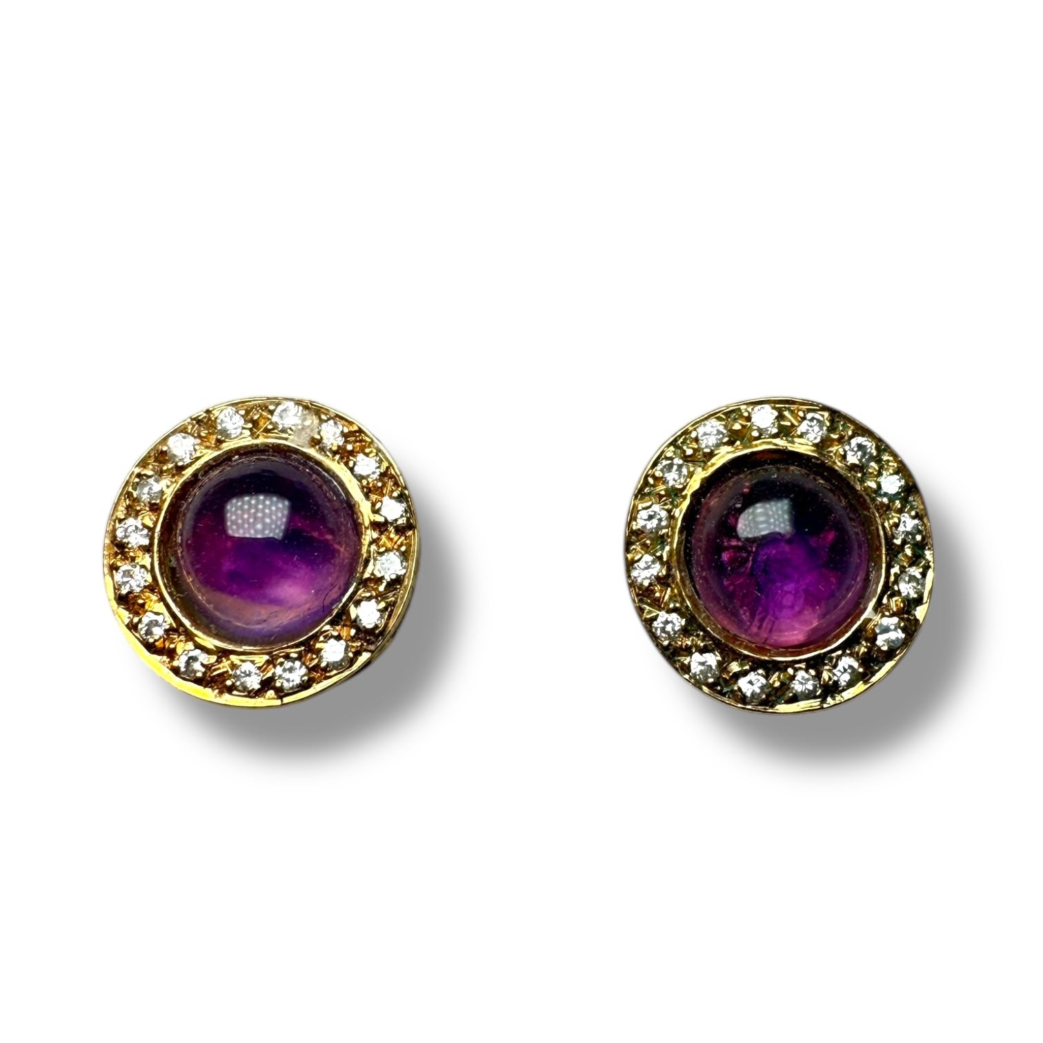 9k gold diamond and amethist earring