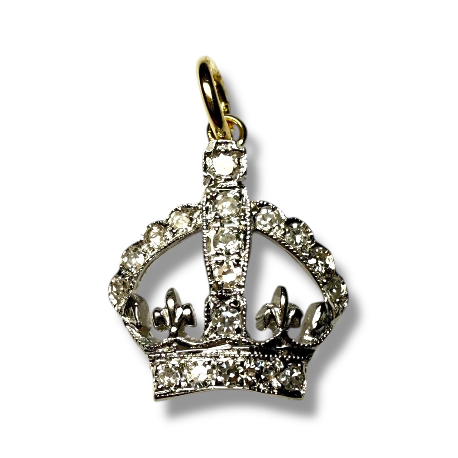 18k white gold and diamonds crown pendant