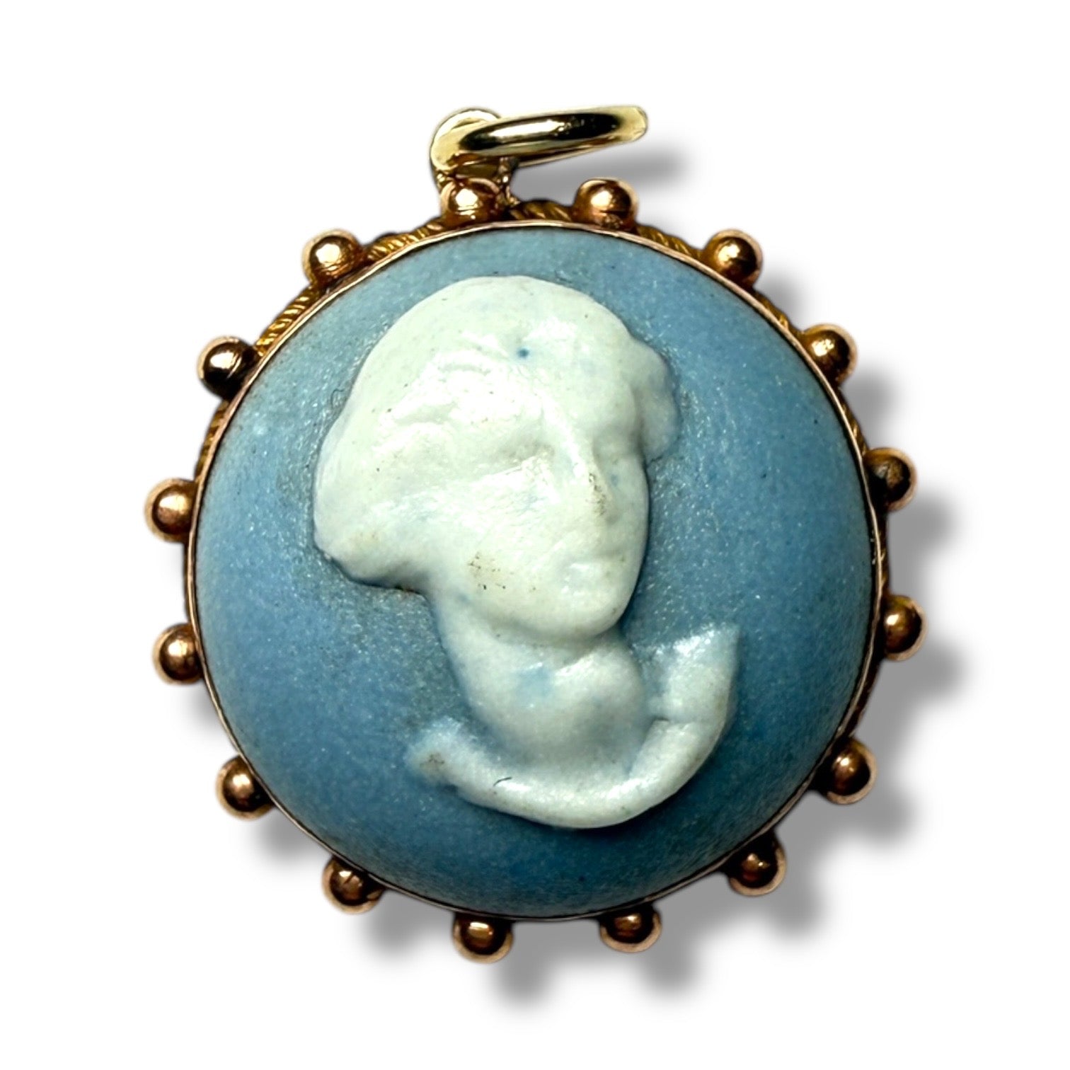 Vintage Blue Glass Cameo Pendant for women