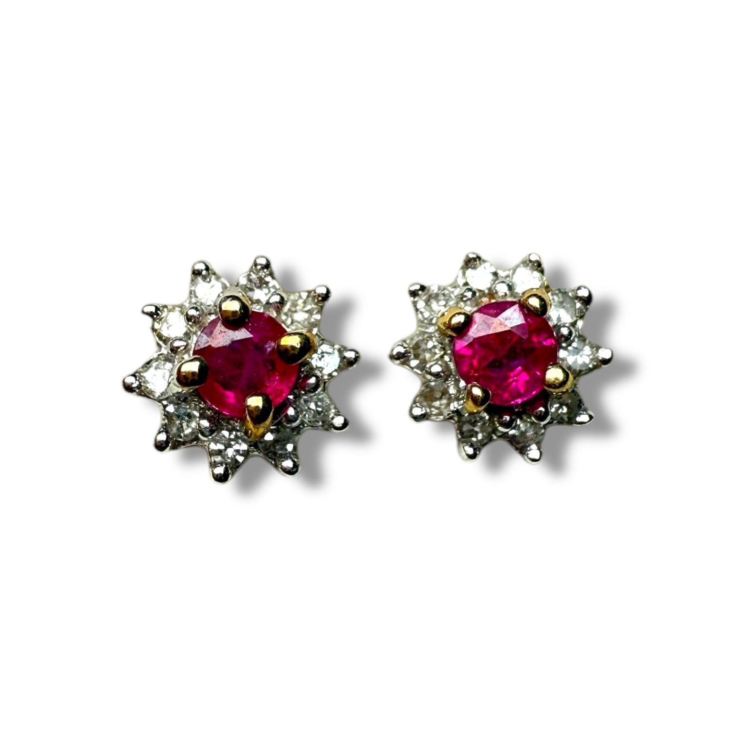 9k gold ruby and diamonds earring