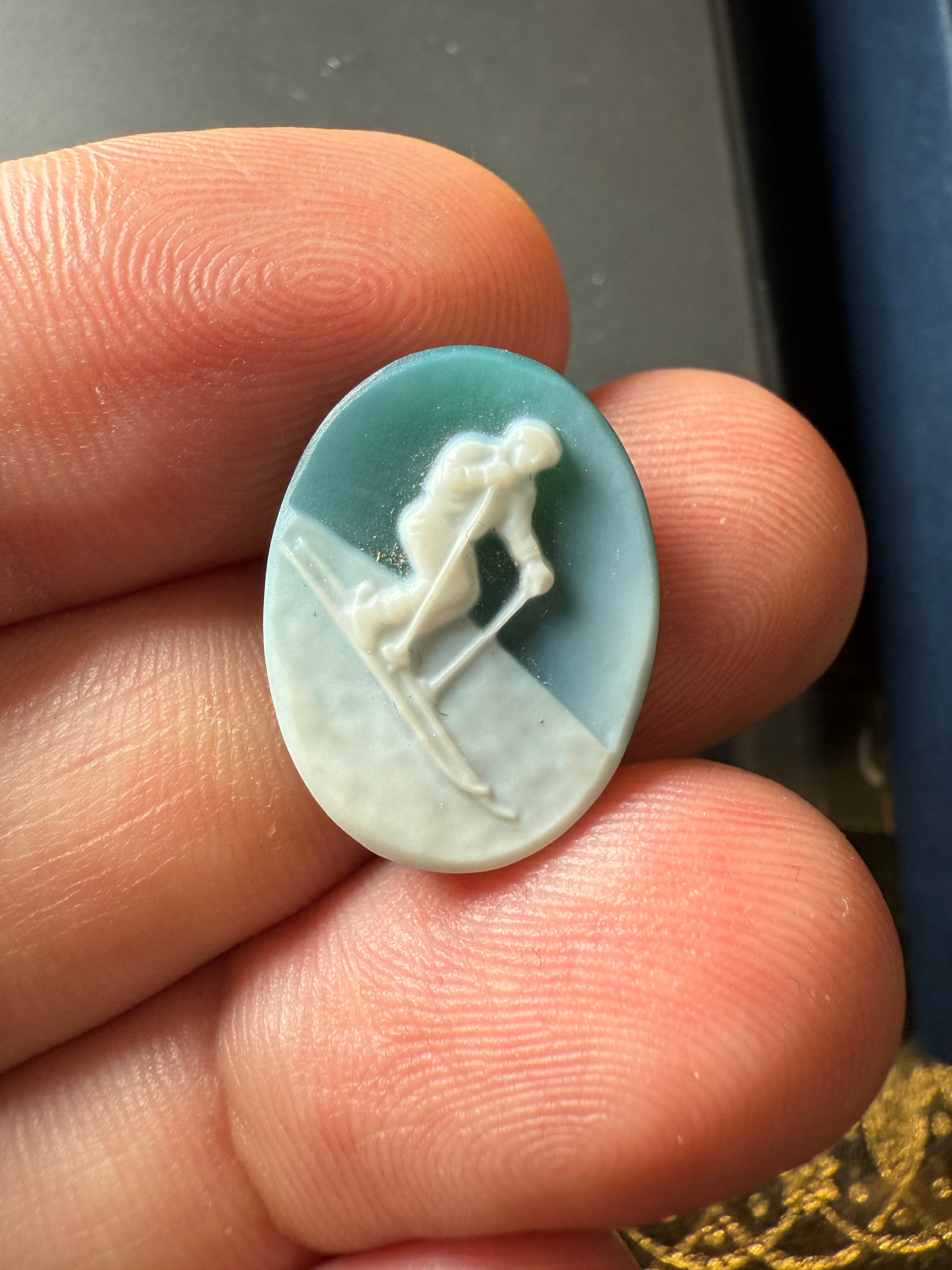 Glass Cameo with Alpine Skier