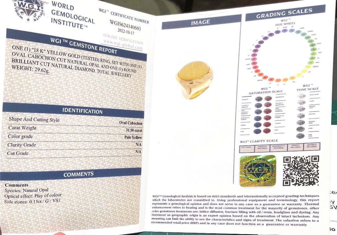 Opal and diamond gold ring