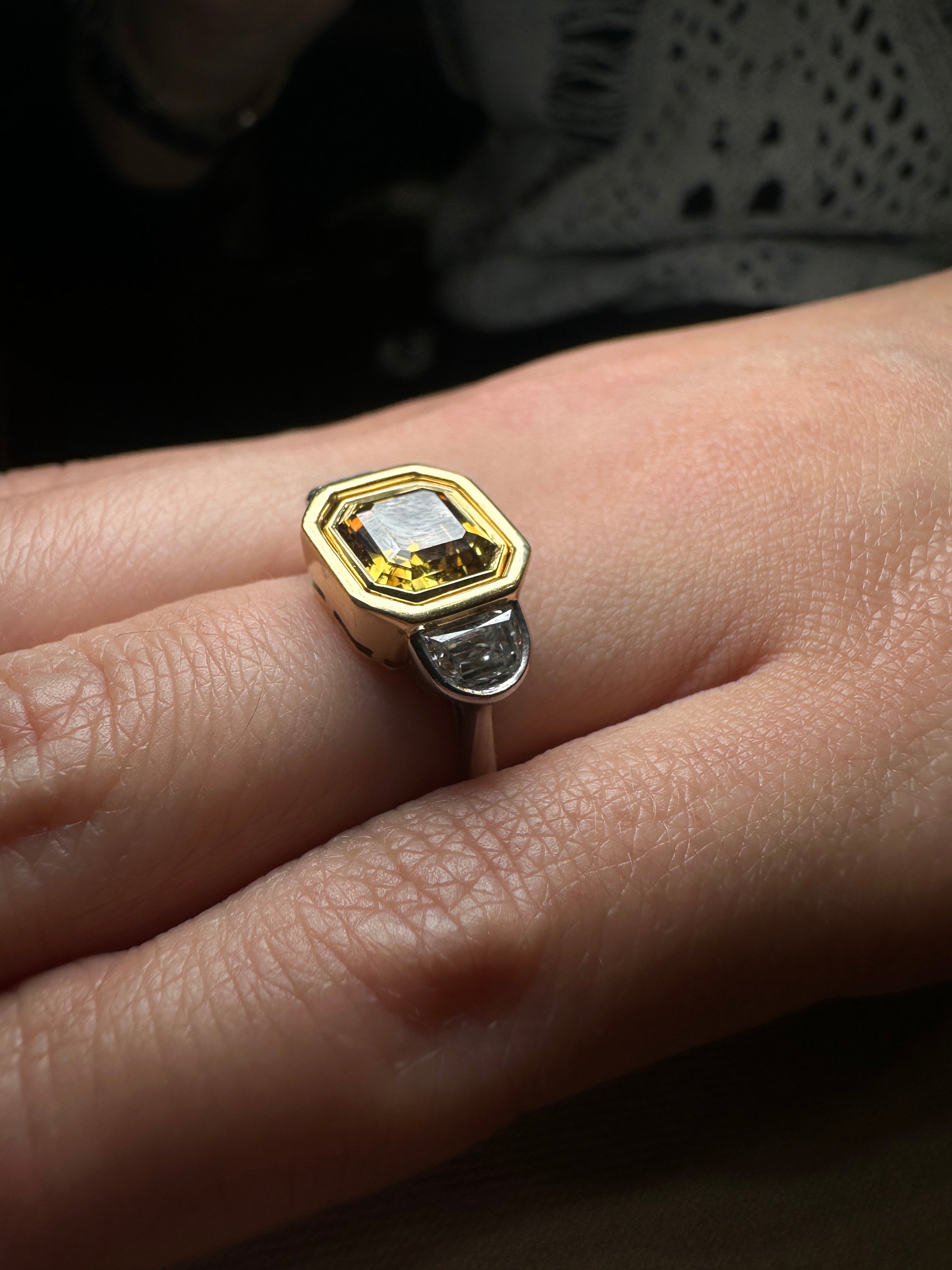 Yellow brown diamond ring