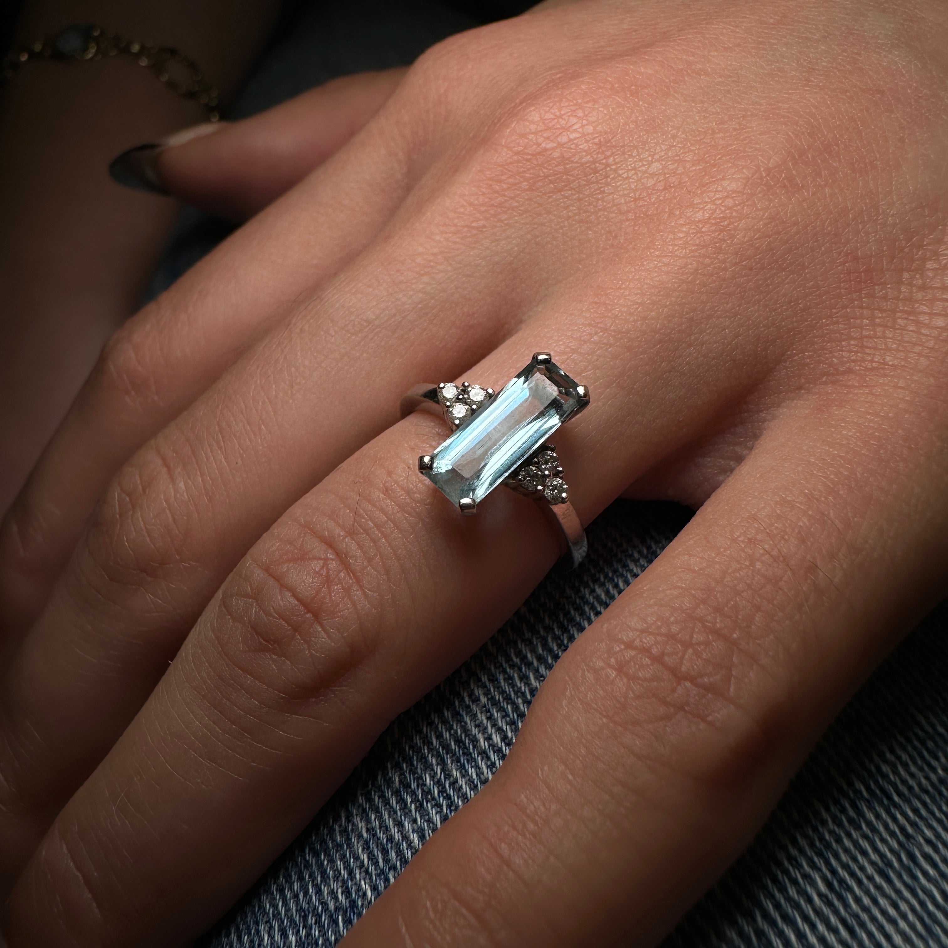 Aquamarine and diamond ring