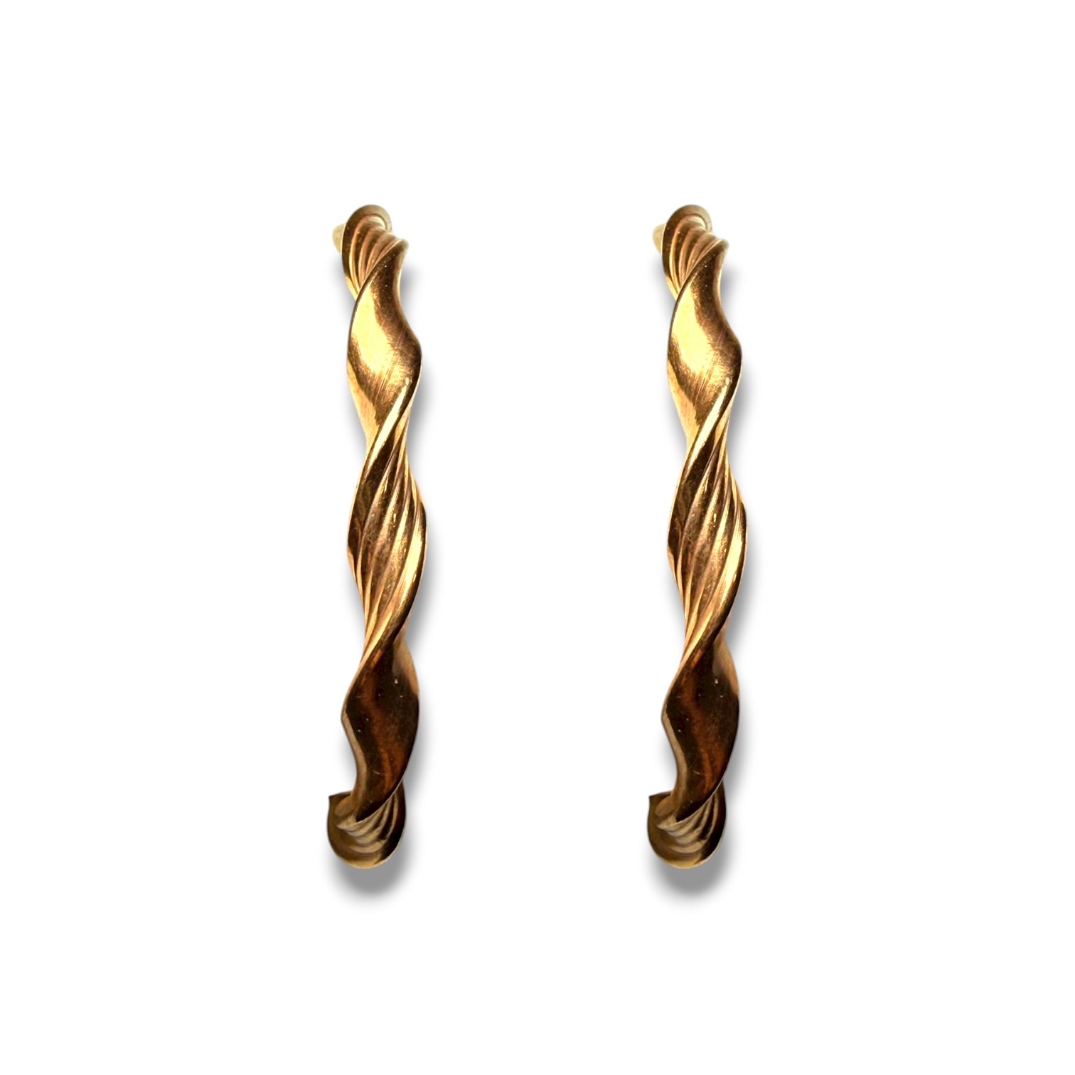 9k Gold Twisted Hoop Earrings – 2.6g