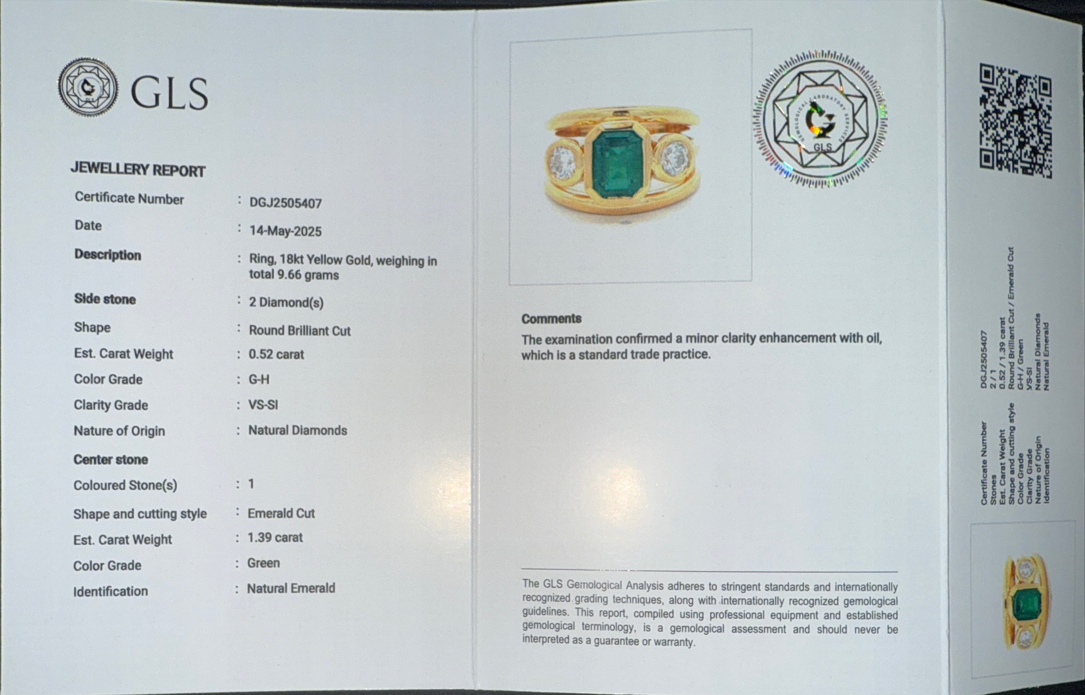 14kt Yellow Gold Ring with Natural Emerald and Diamonds – 1.39ct Center Stone