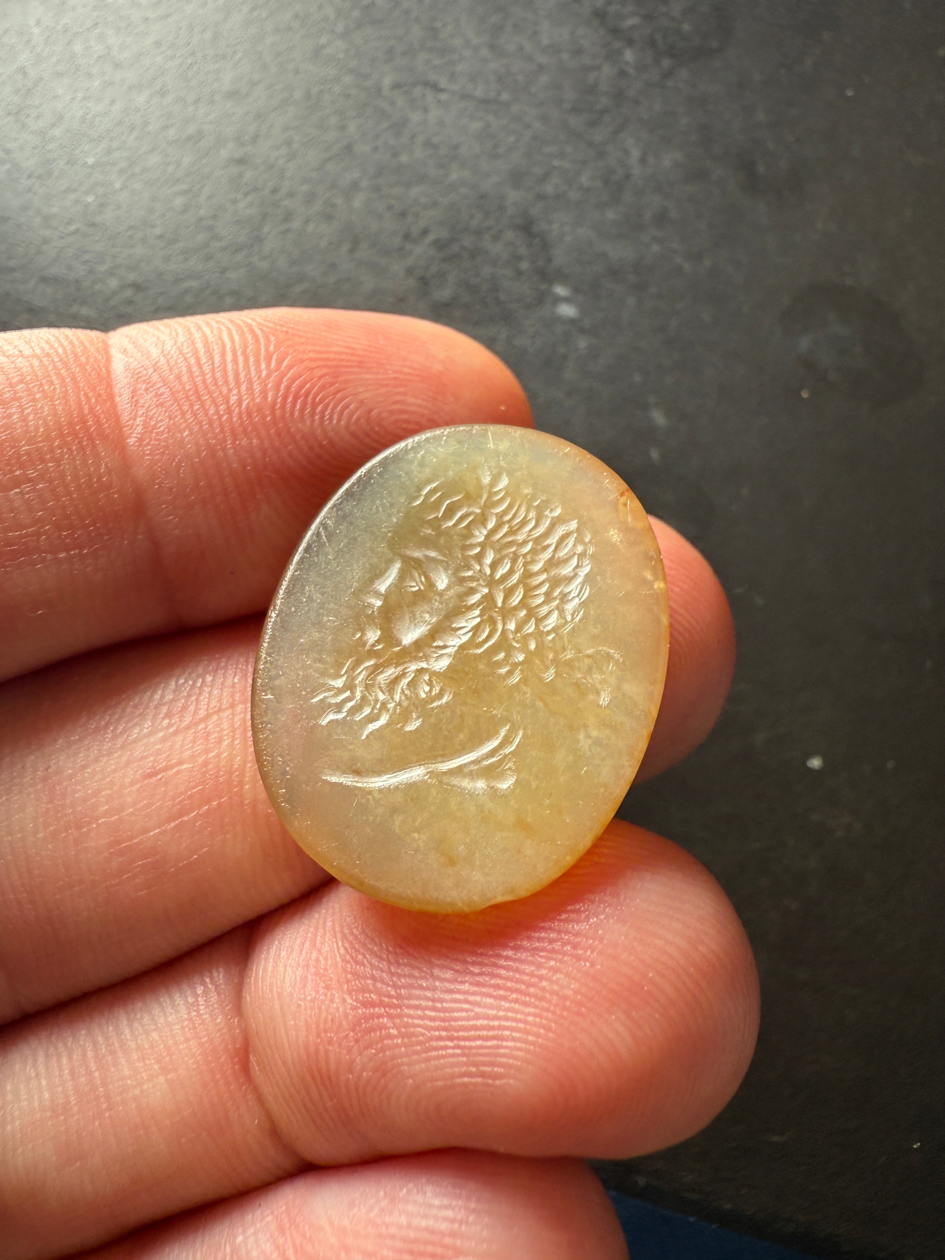 Antique Intaglio of a Bearded Man with Laurel WreathDimensions