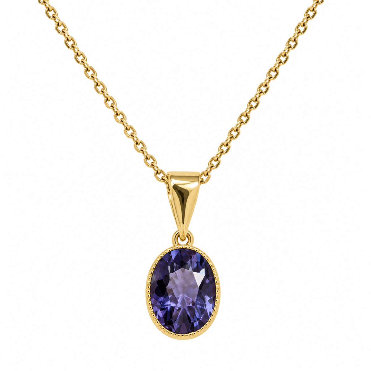 9k gold blue spinel pendant