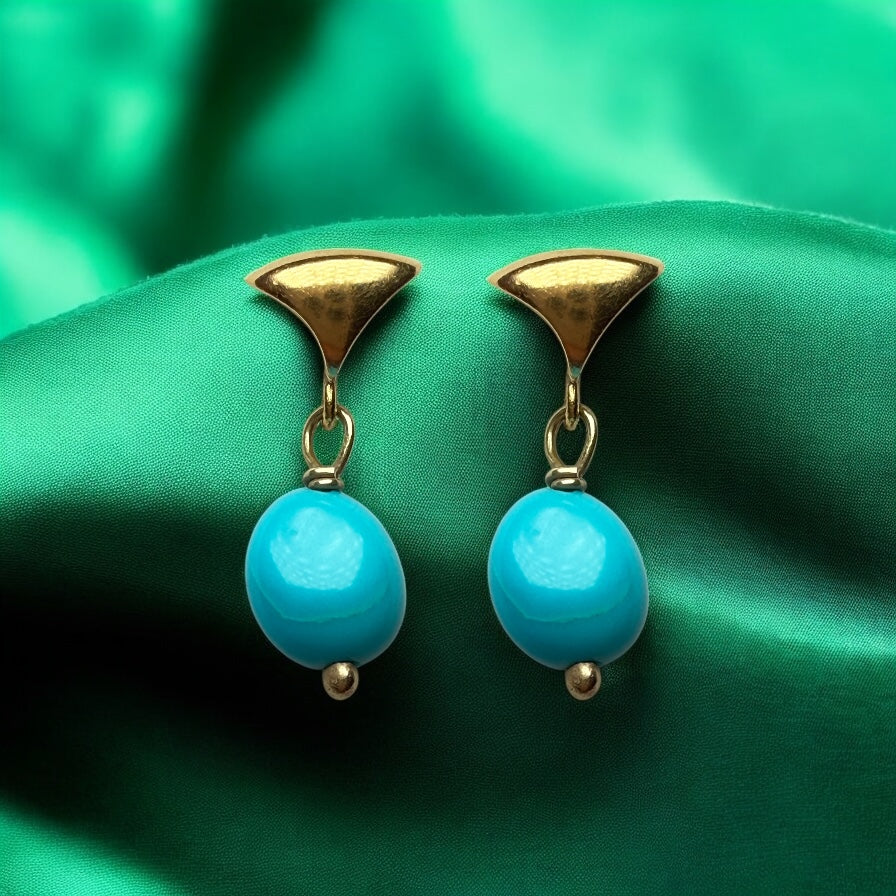 18k gold turchese earring